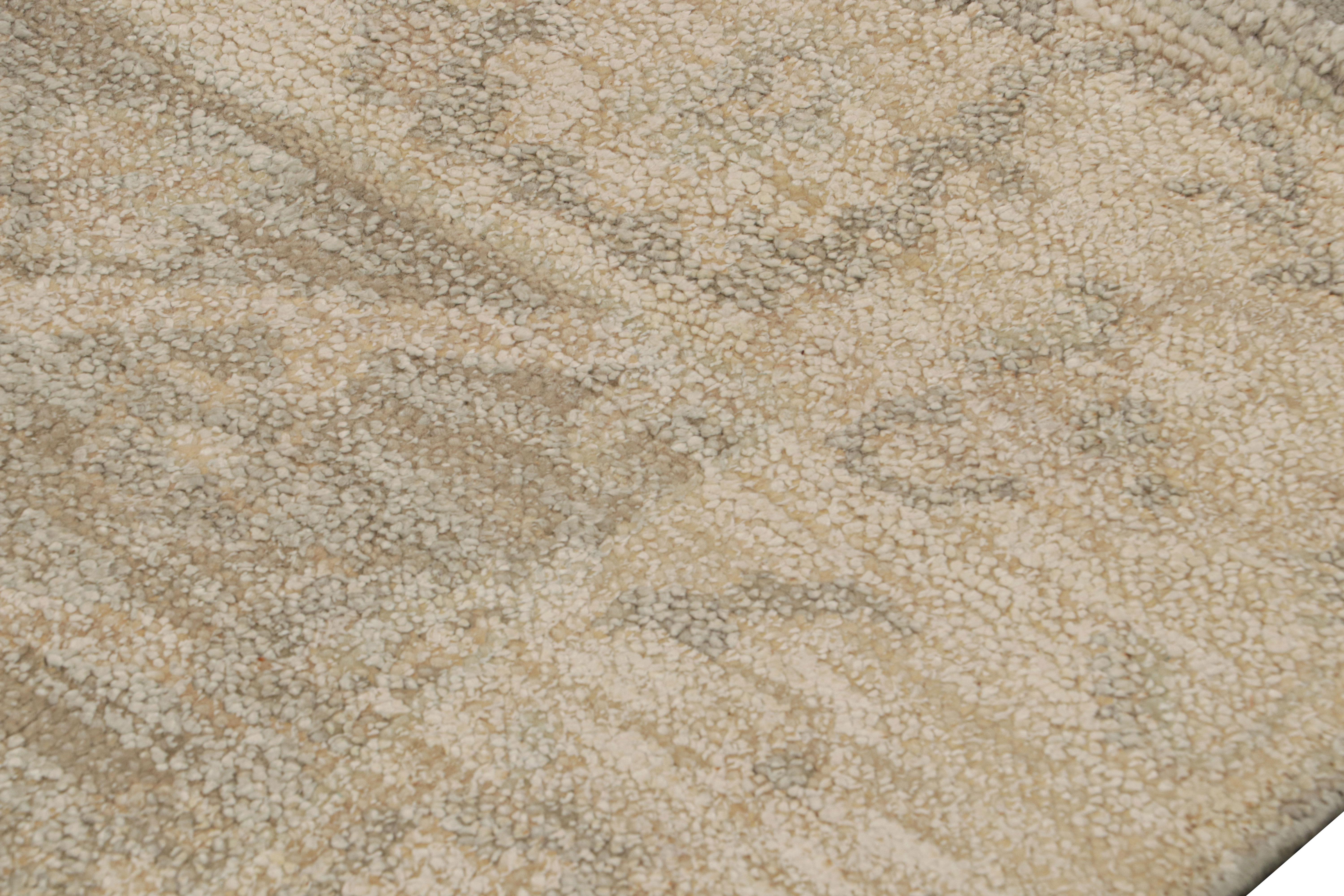 Annodato a mano Rug & Kilim - Tappeto Runner in stile Oushak in beige/marrone, con motivi floreali in vendita