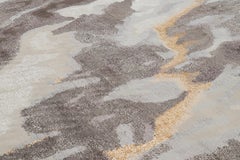 Rug & Kilim’s Oversized Abstract Rug in Blue, Gray and Gold Tones