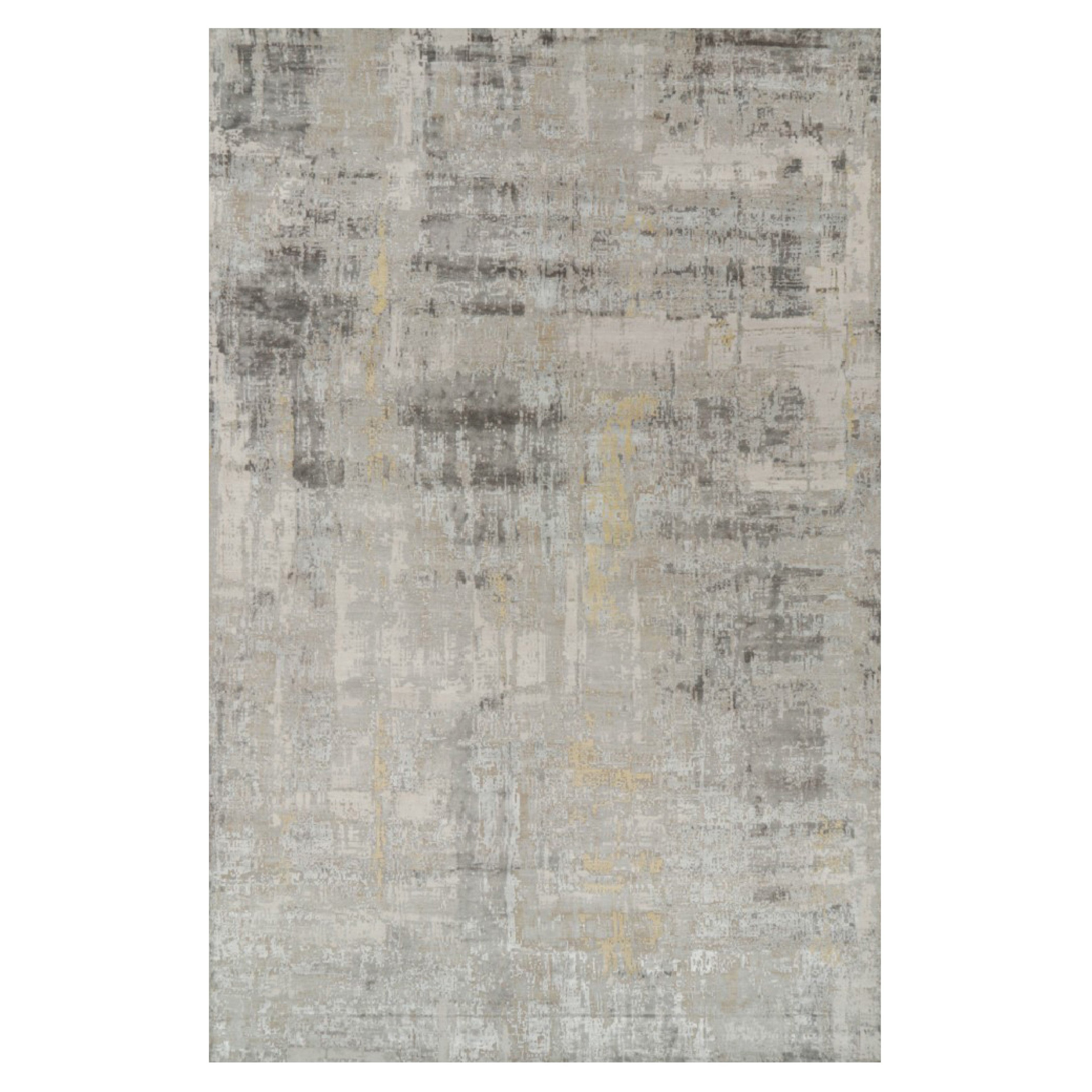 Rug & Kilim's übergroßer abstrakter Teppich in Silber-Grau und Beige-Braun-Mustern