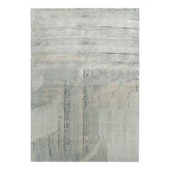 Alfombra Abstracta Sobredimensionada con Motivos Geométricos Grises y Azules de Rug 
Kilim