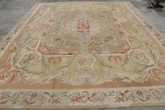Rug & Kilim’s Oversized Aubusson Style Rug in Beige-Brown with Floral Medallion