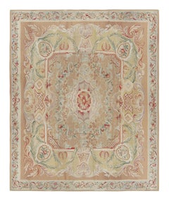 Rug & Kilim’s Oversized Aubusson Style Rug in Beige-Brown with Floral Medallion