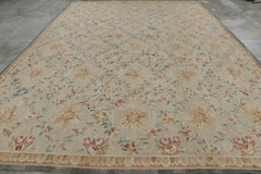 Rug & Kilim's Oversized Aubusson Style Rug in Beige-Cream with Floral Patterns
