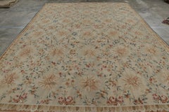 Rug & Kilim's Oversized Aubusson Style Rug in Beige-Cream with Floral Patterns