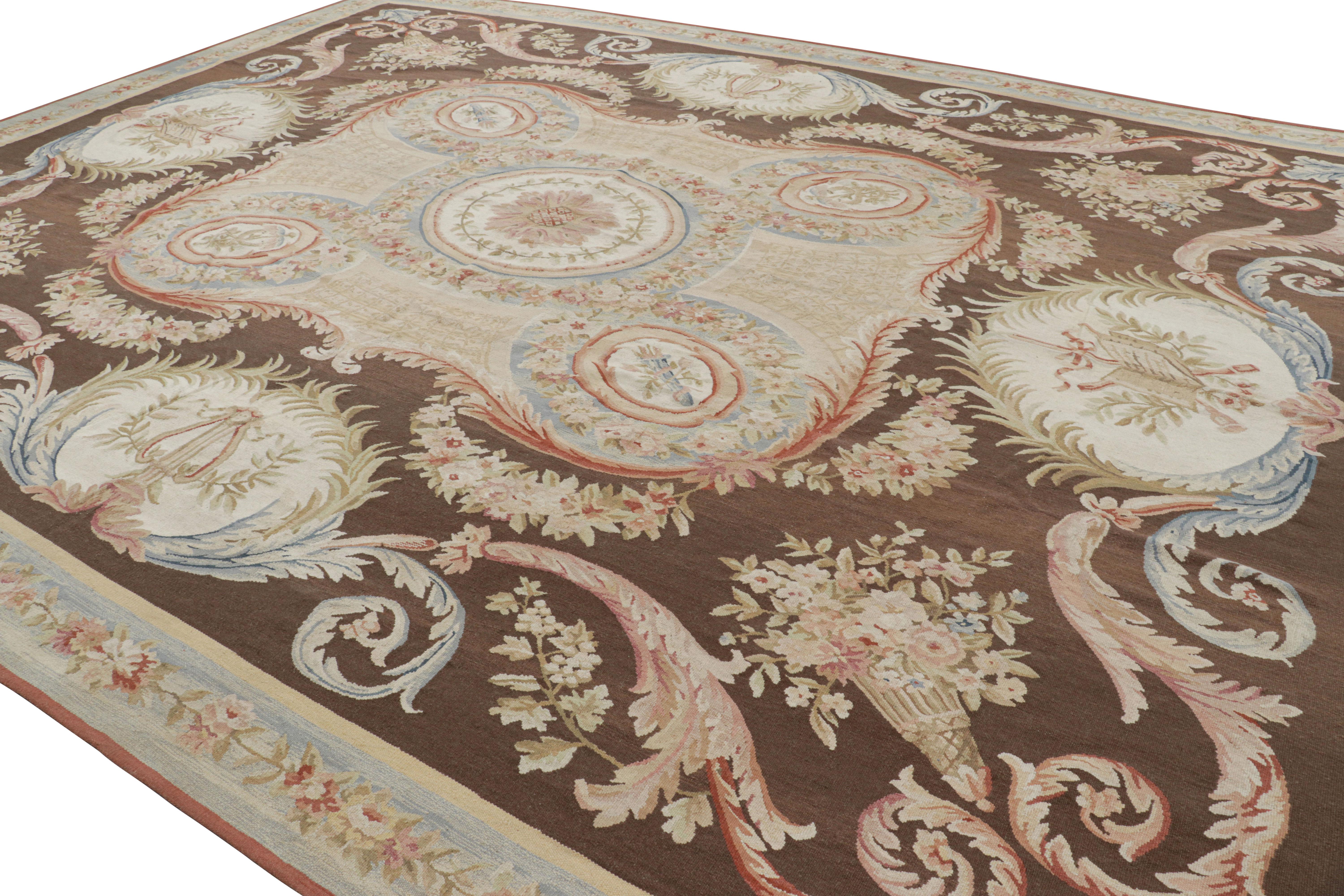 Rug & Kilim's Oversized Aubusson Style Rug in Brown with Medallion and Florals (Tapis d'Aubusson surdimensionné avec médaillon et fleurs) Neuf - En vente à Long Island City, NY