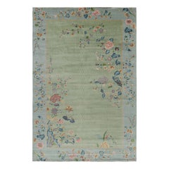 Übergroßer chinesischer Blumenteppich im Art-Déco-Stil von Rug 
Kilim in Grün und Blau