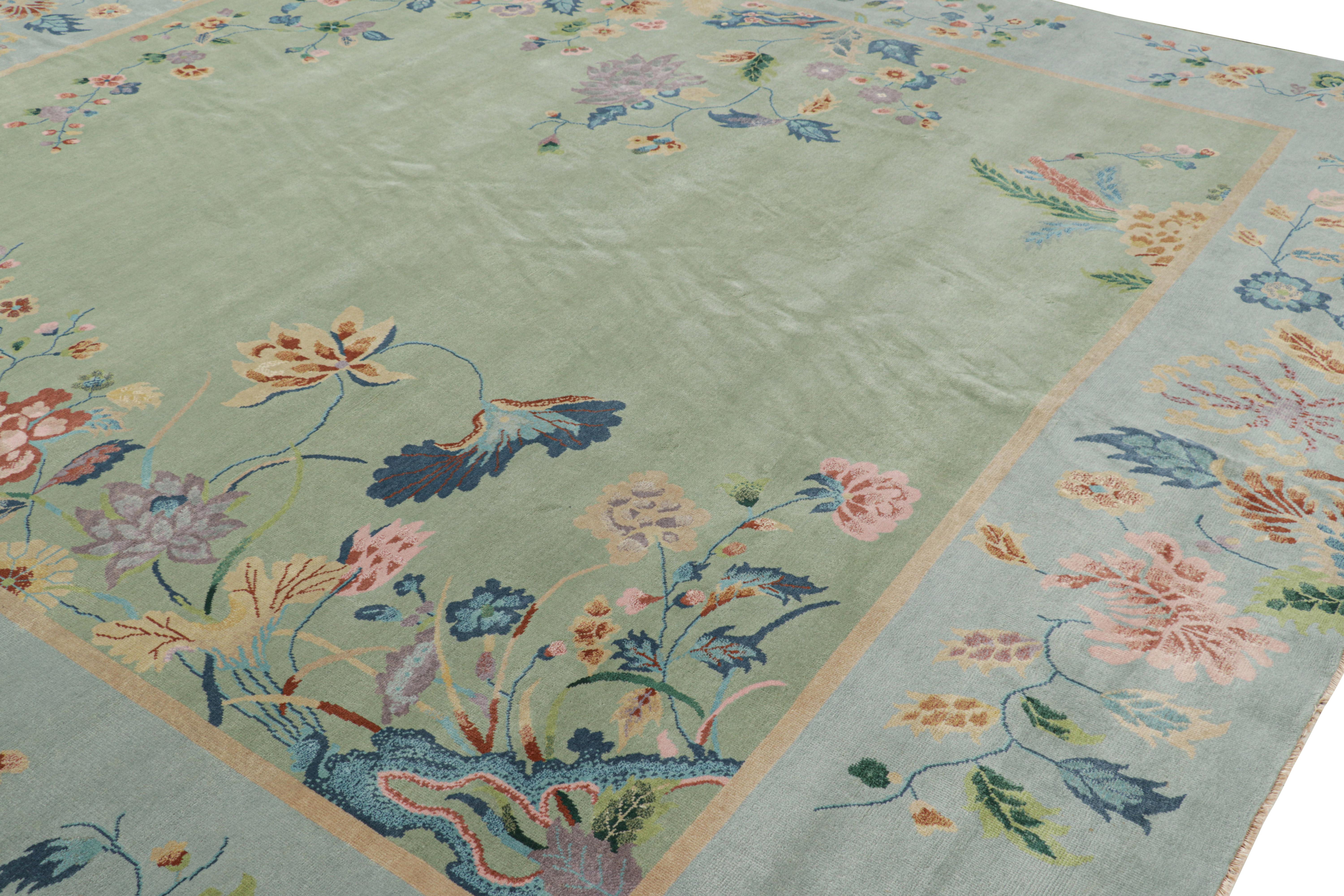 Hand-knotted in wool, this 12x12 rug by Rug & Kilim is a new addition to their Chinese Art Deco rug line. 

On the Design: 

Admirers of the craft will appreciate a subtle refinement in the texture, detail, and adaptation of this look in a current