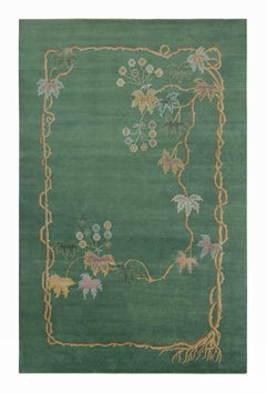 Rug
Kilim
s Oversized Chinese Art Deco Style Rug in Green with Floral Patterns (tapis chinois surdimensionné de style Art déco en vert avec des motifs floraux)