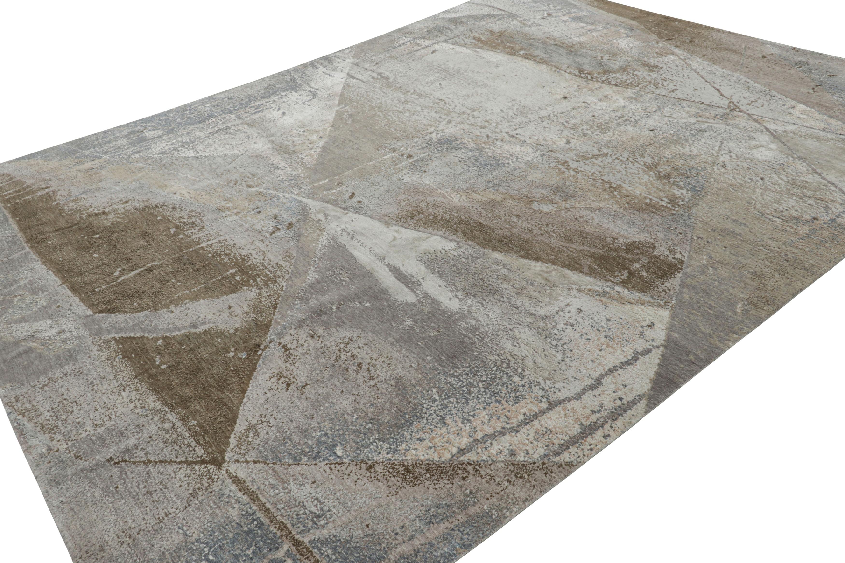 Indien Rug & Kilim’s Oversized Contemporary Abstract Rug in Gray and Beige-Brown Tones en vente