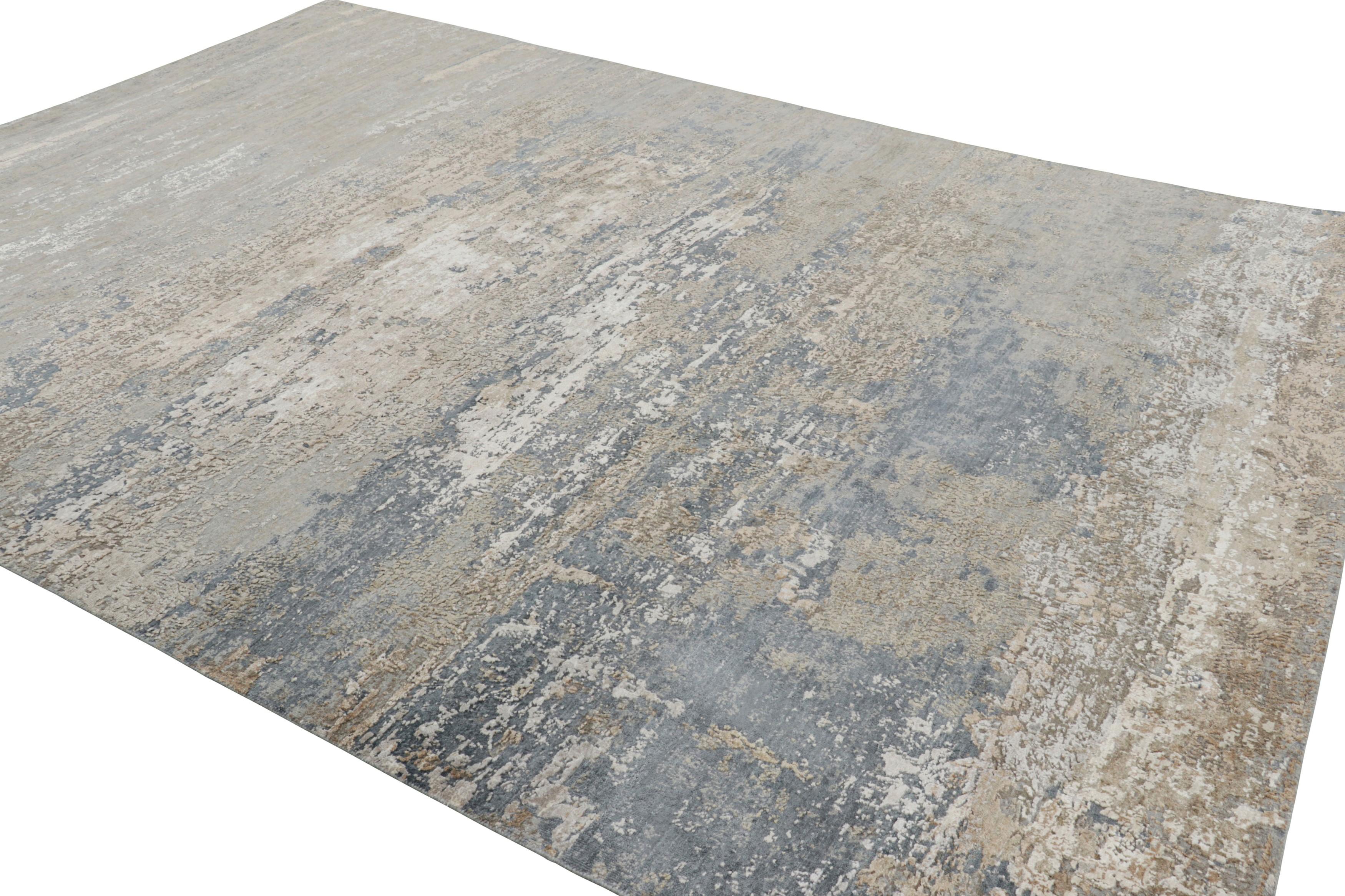 Alfombra Abstracta Contemporánea Sobredimensionada en Tonos Grises, Azules y Marrones de Rug & Kilim Anudado a mano en venta