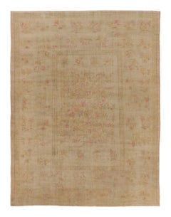 Rug & Kilim’s Oversized Contemporary Aubusson Style Floral Rug in Beige & Pink