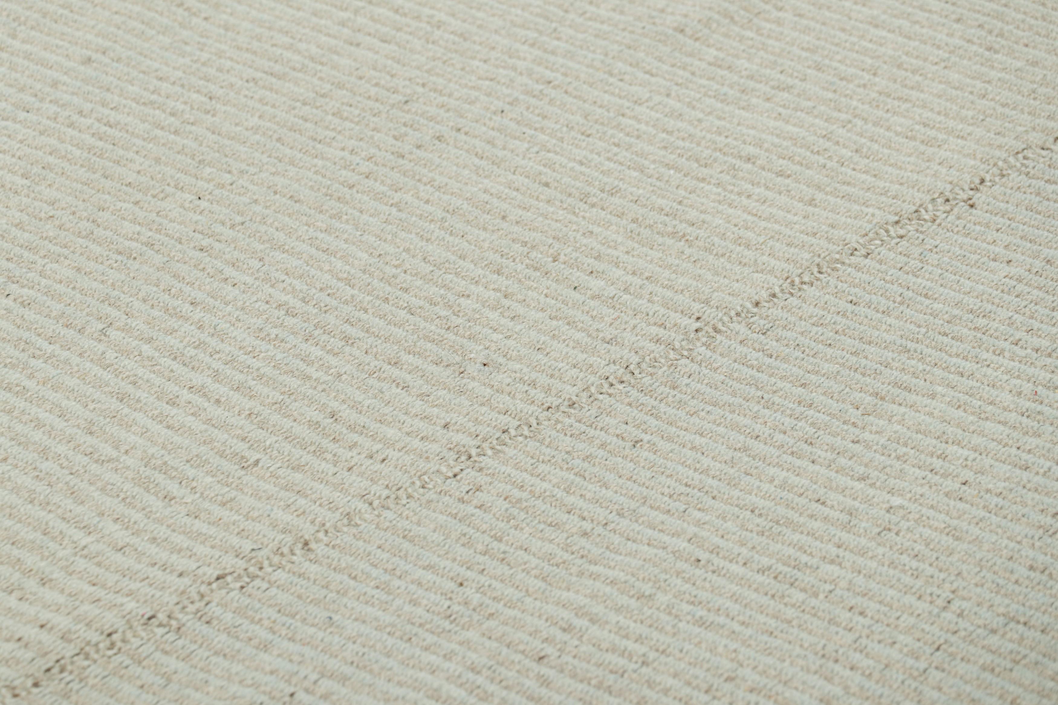 Handwoven in wool, this oversized 16x21 Kilim is from an exciting new custom-capable flatweave collection by Rug & Kilim. 

On the Design: 

“Rez Kilim” represents a contemporary homage to Turkish and Persian panel-weaving styles in a textural