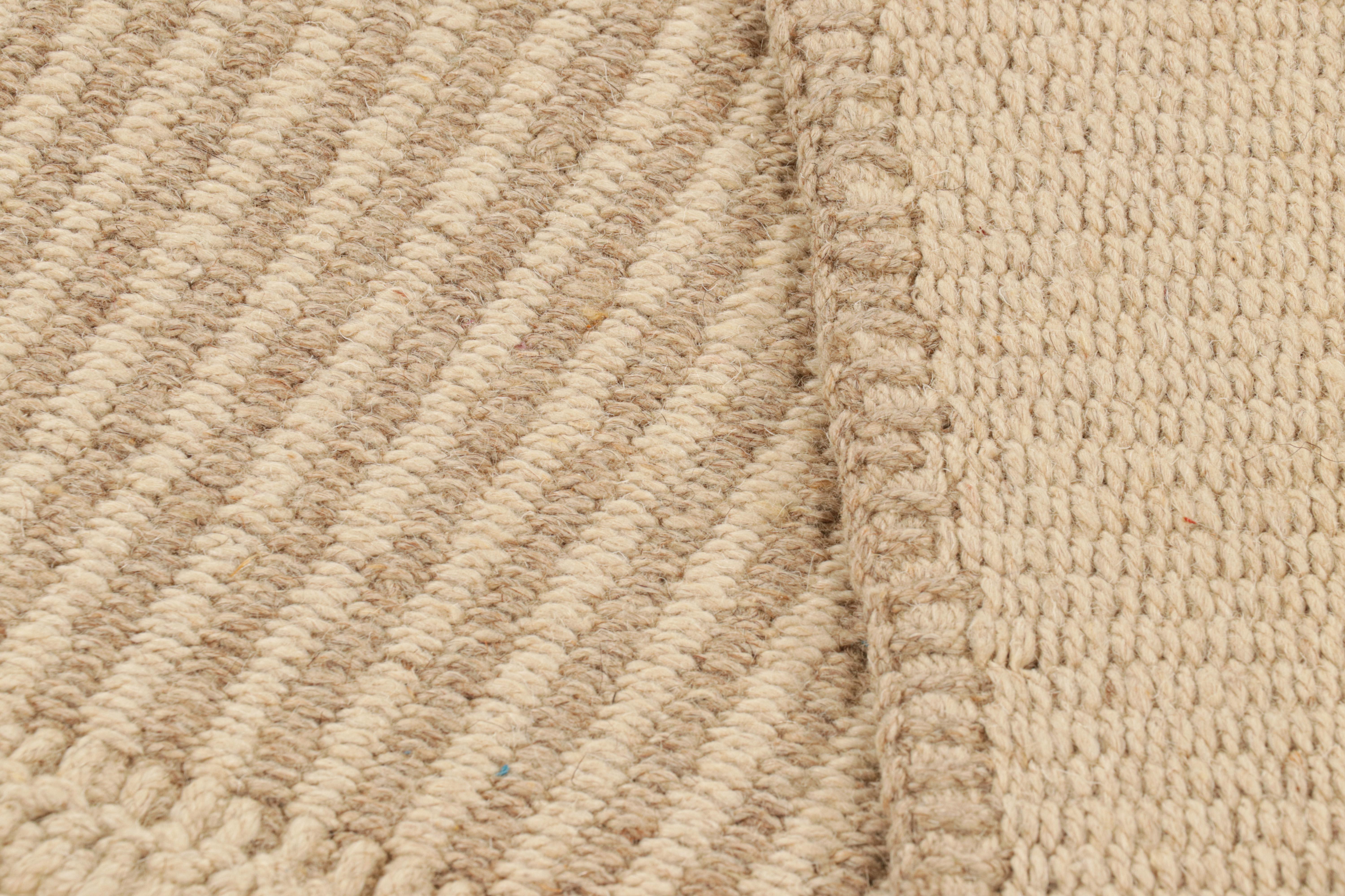 Kilim contemporáneo sobredimensionado de Rug & Kilim en rayas de textura marrón y beige Lana en venta