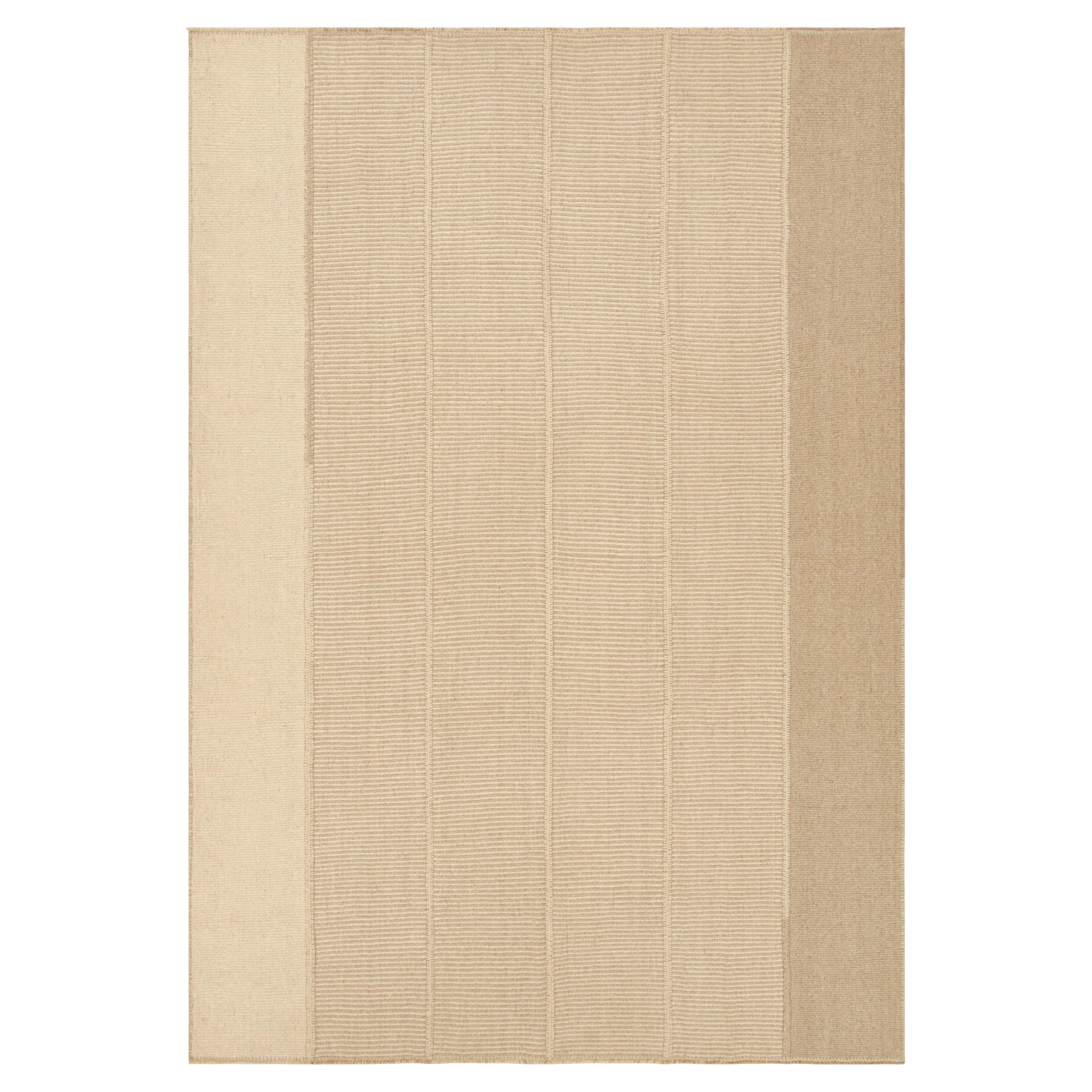 Kilim contemporáneo sobredimensionado de Rug & Kilim en rayas de textura marrón y beige