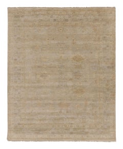 Rug & Kilim’s Oversized Contemporary Oushak Style Rug Floral Pattern in Beige