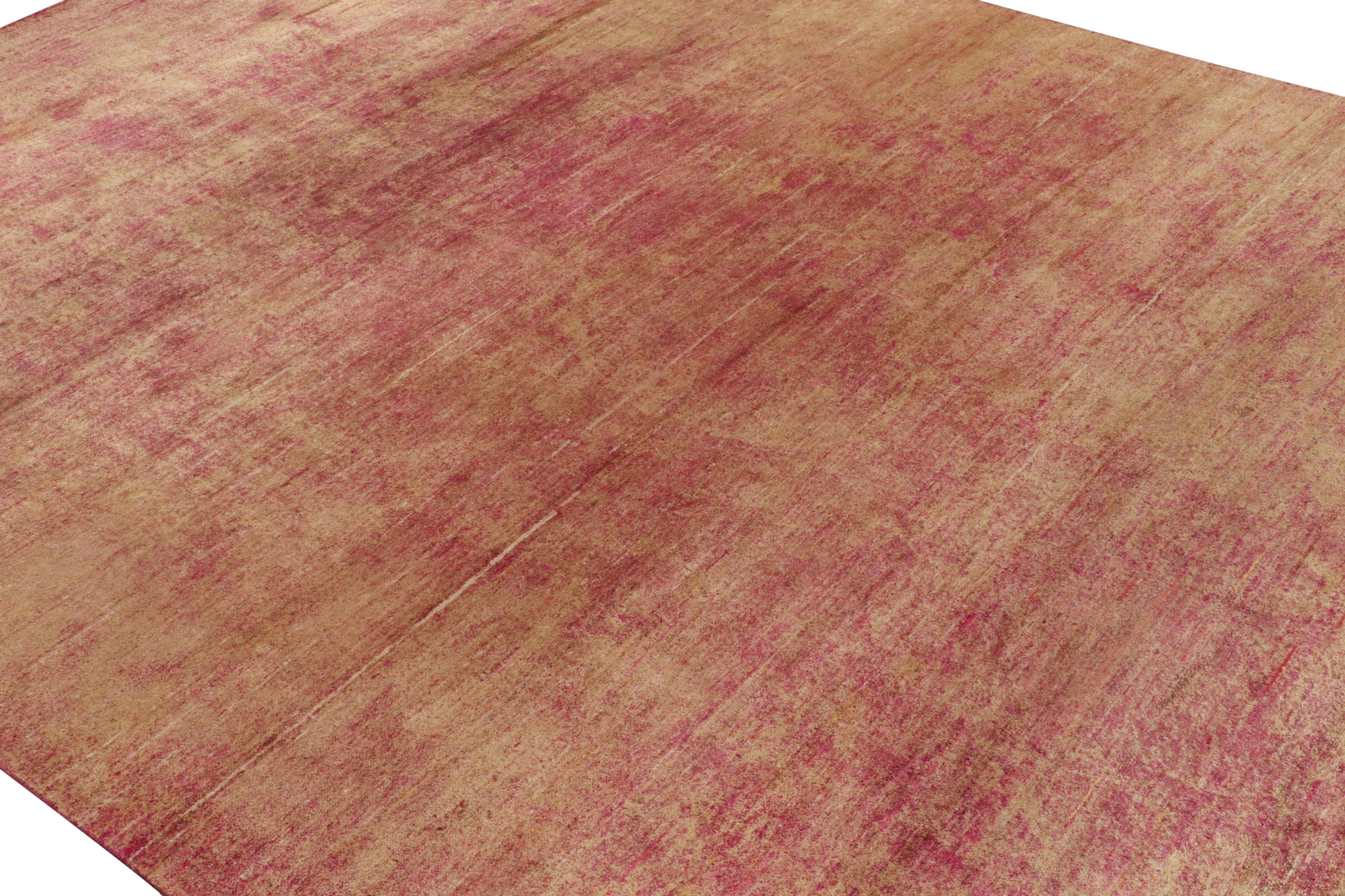 Hand-Knotted Rug & Kilim’s Oversized Contemporary Rug in Red and Gold Striations For Sale