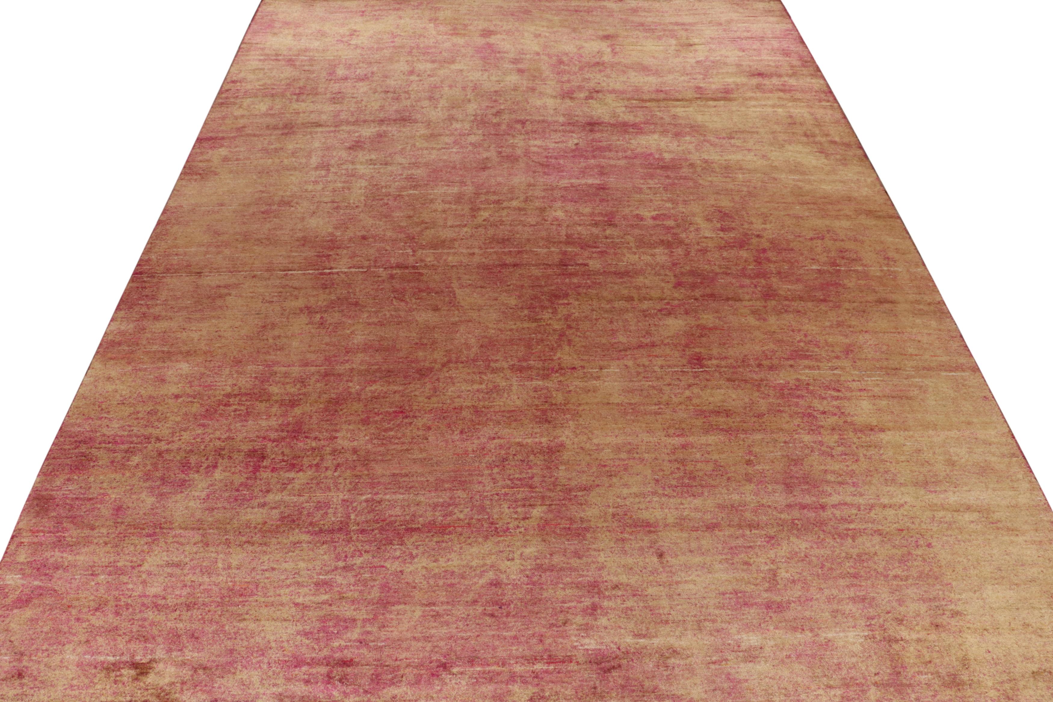 Hand-Knotted Rug & Kilim’s Oversized Contemporary Rug in Red and Gold Striations For Sale