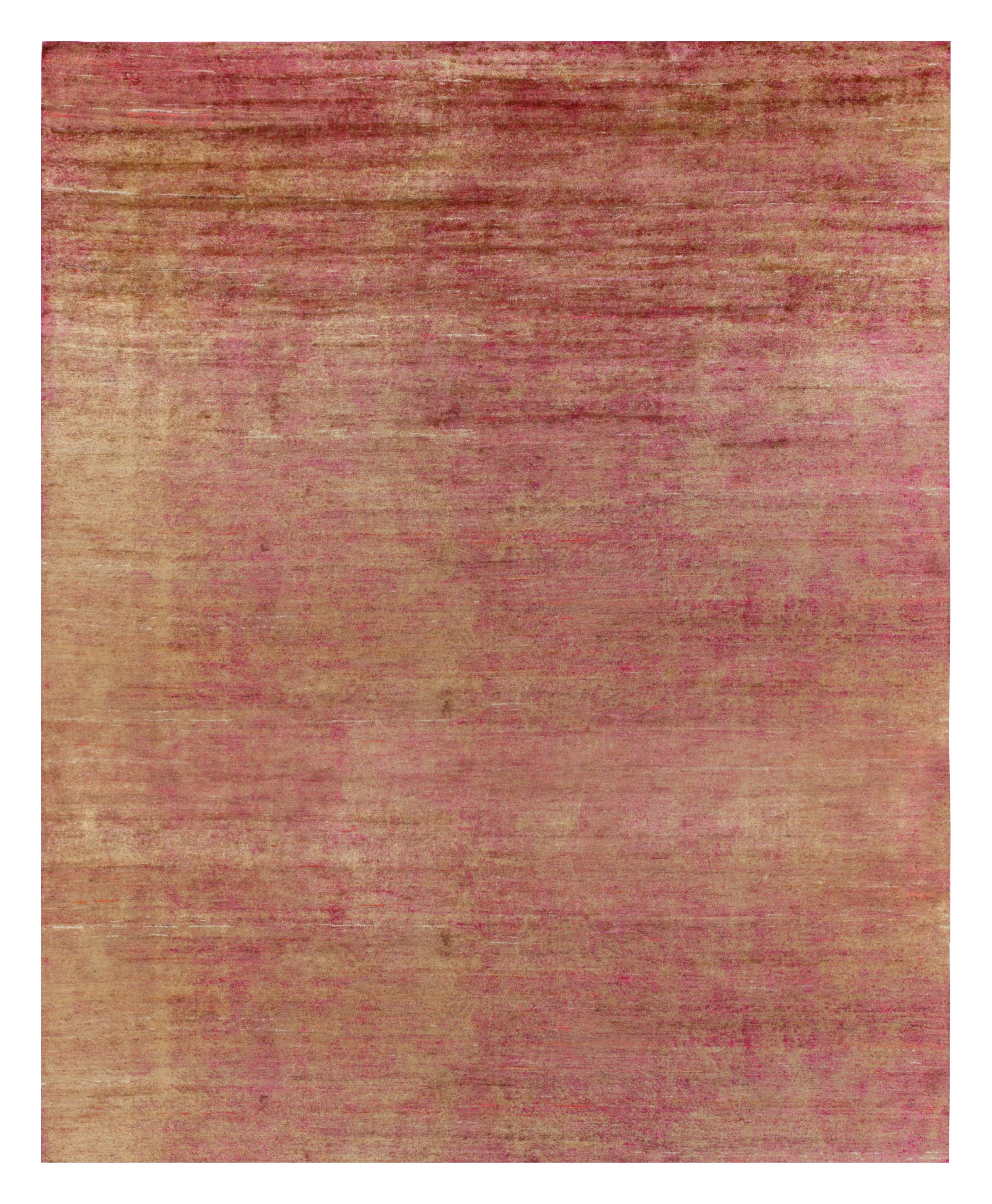 Tapis contemporain surdimensionné à rayures rouges et or de Rug & Kilim en vente