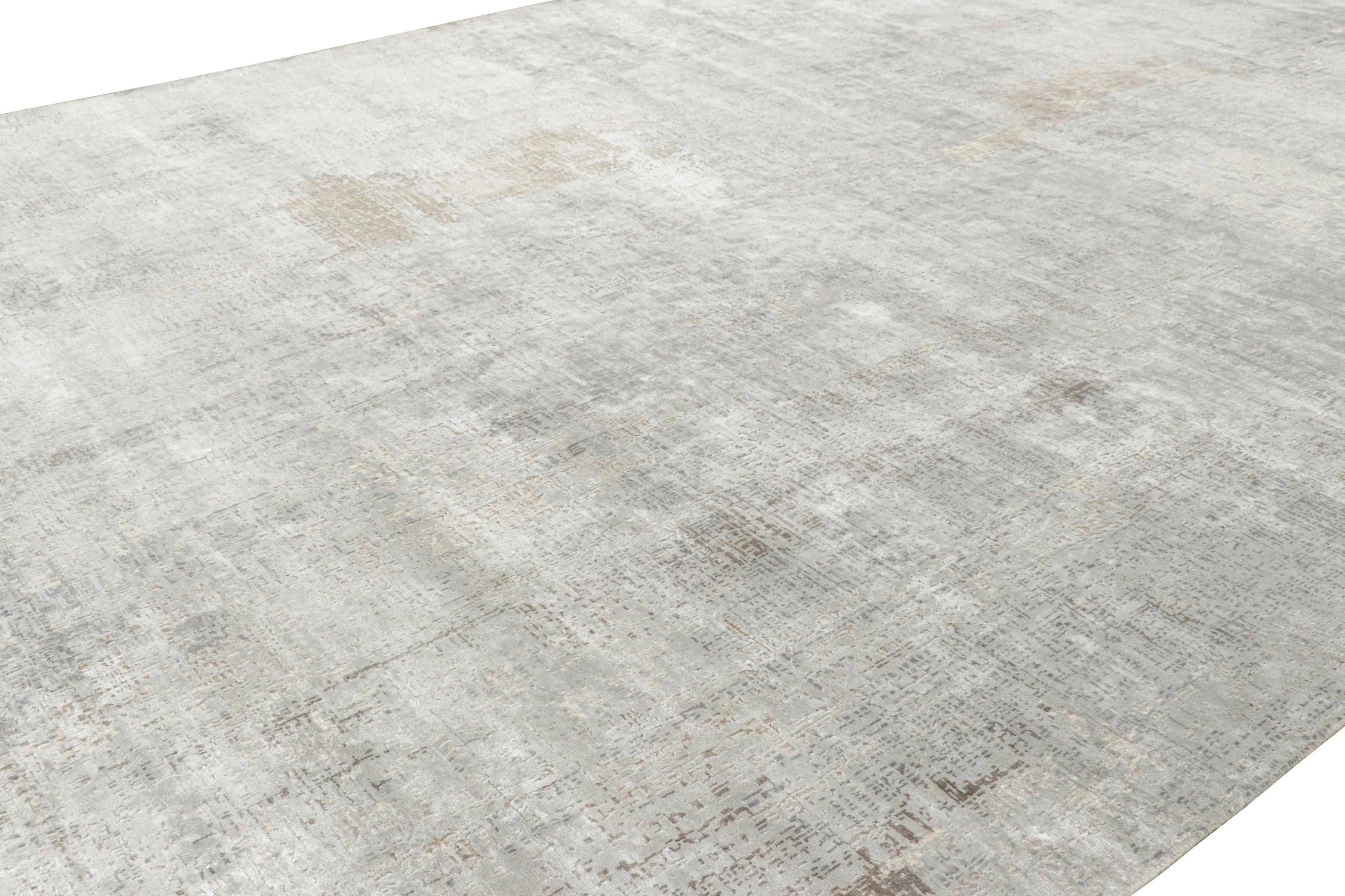 Modern Rug & Kilim’s Oversized Contemporary Rug In Silver-Gray with Abstract Patterns For Sale