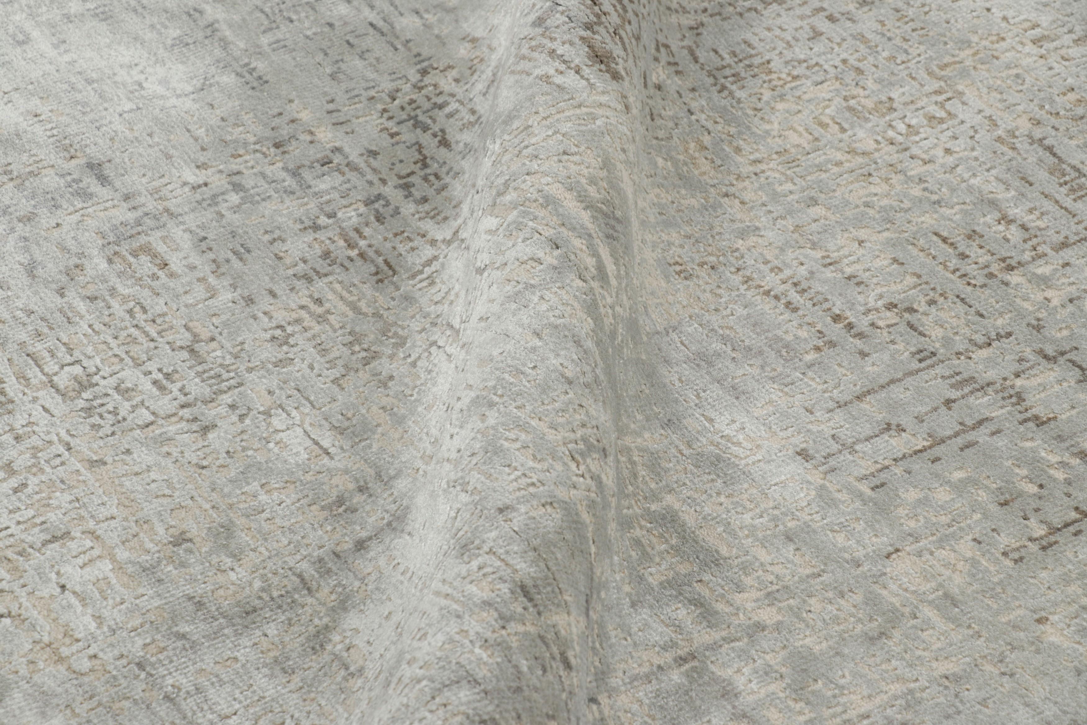 Wool Rug & Kilim’s Oversized Contemporary Rug In Silver-Gray with Abstract Patterns For Sale