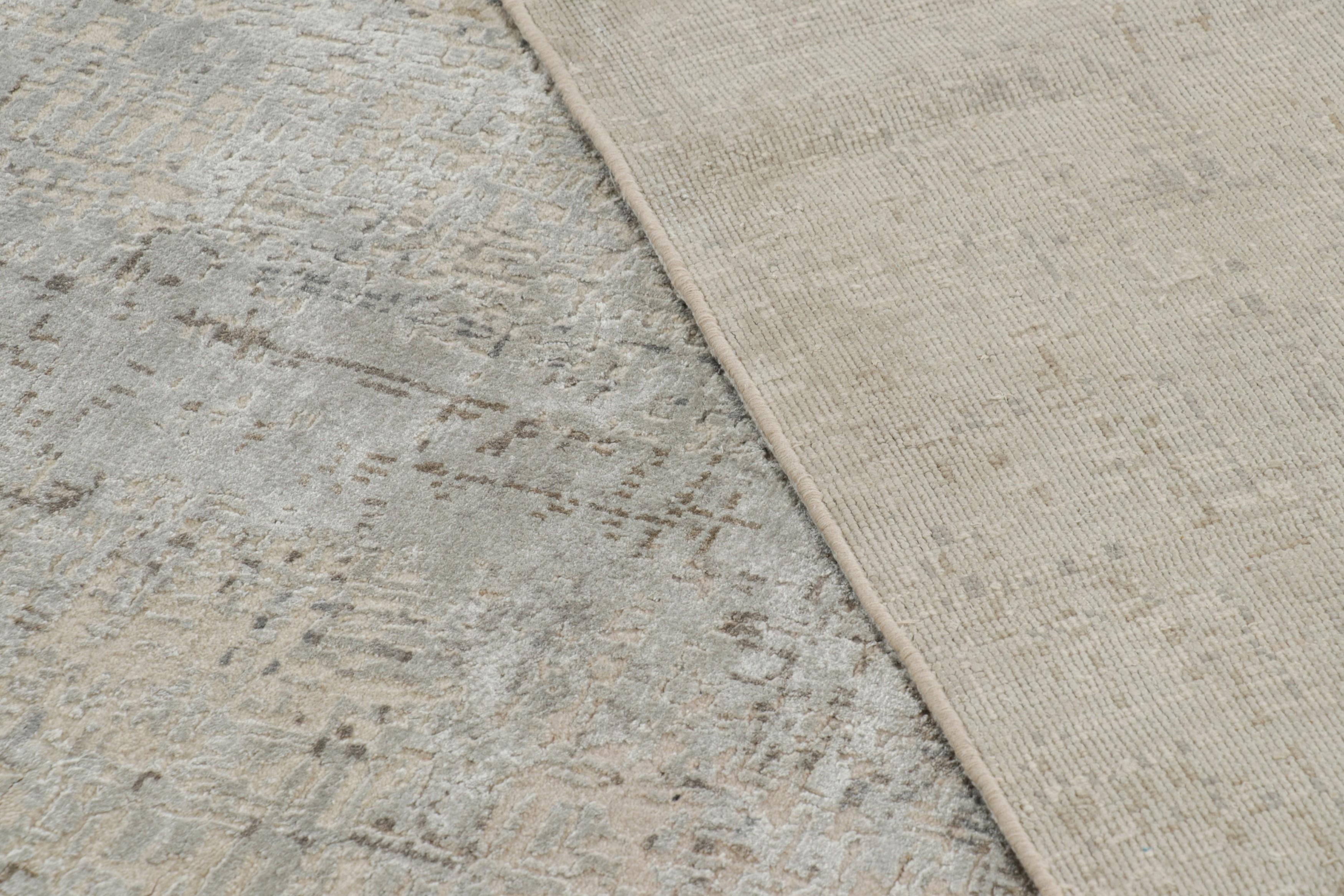 Rug & Kilim’s Oversized Contemporary Rug In Silver-Gray with Abstract Patterns For Sale 1