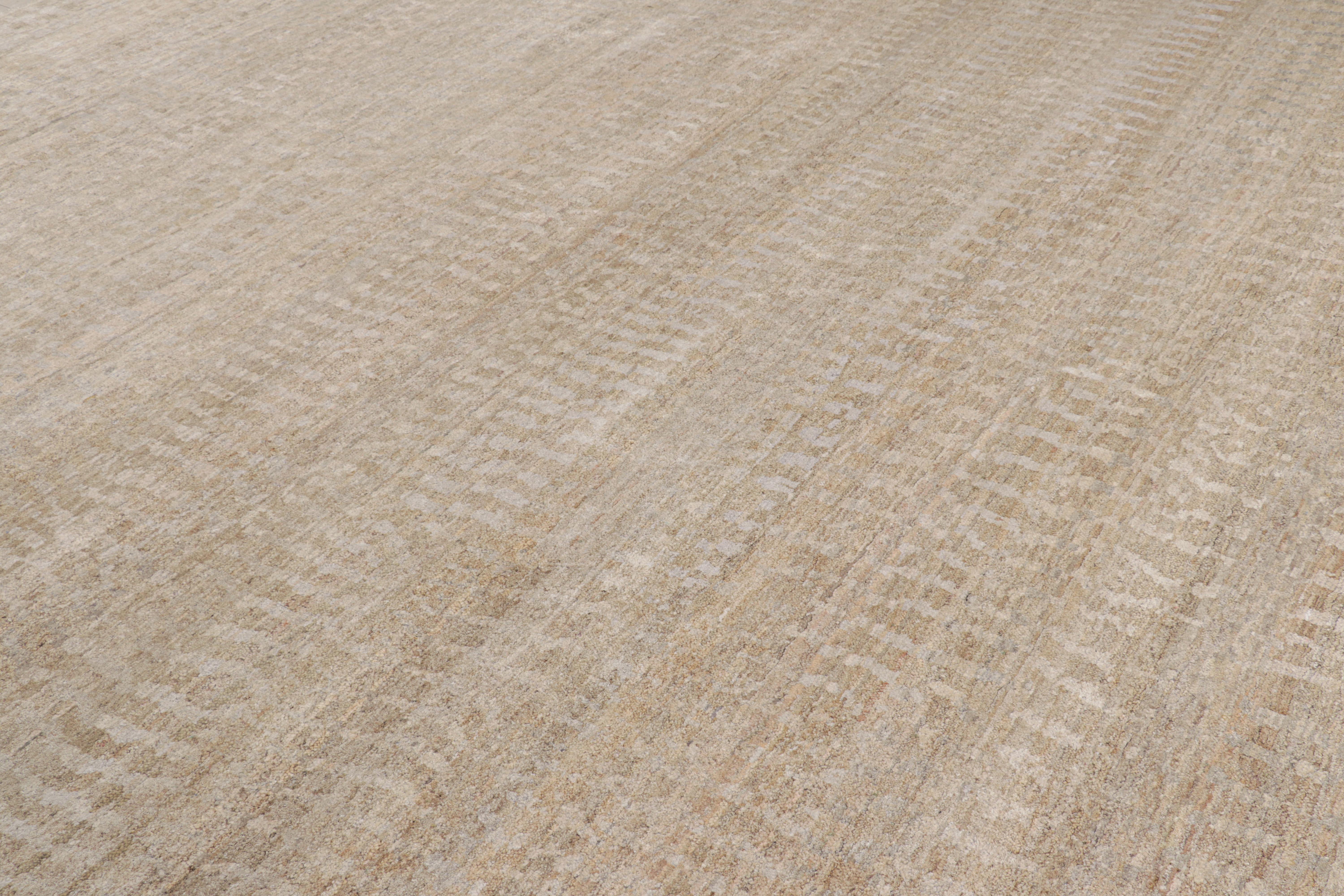 Indian Rug & Kilim’s Oversized Contemporary Textural Rug in Beige-Brown and Gray Tones For Sale