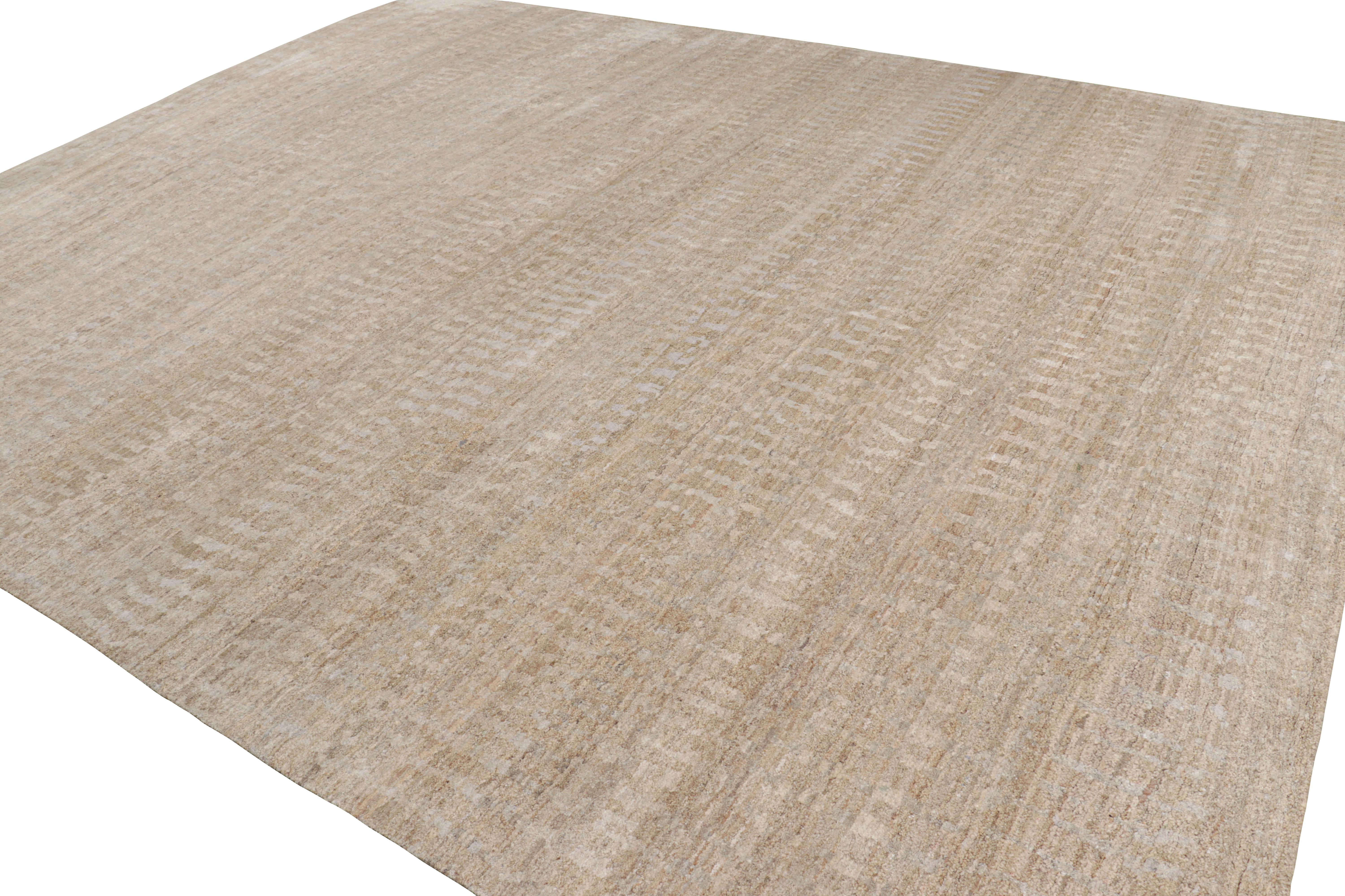 Hand-Knotted Rug & Kilim’s Oversized Contemporary Textural Rug in Beige-Brown and Gray Tones For Sale