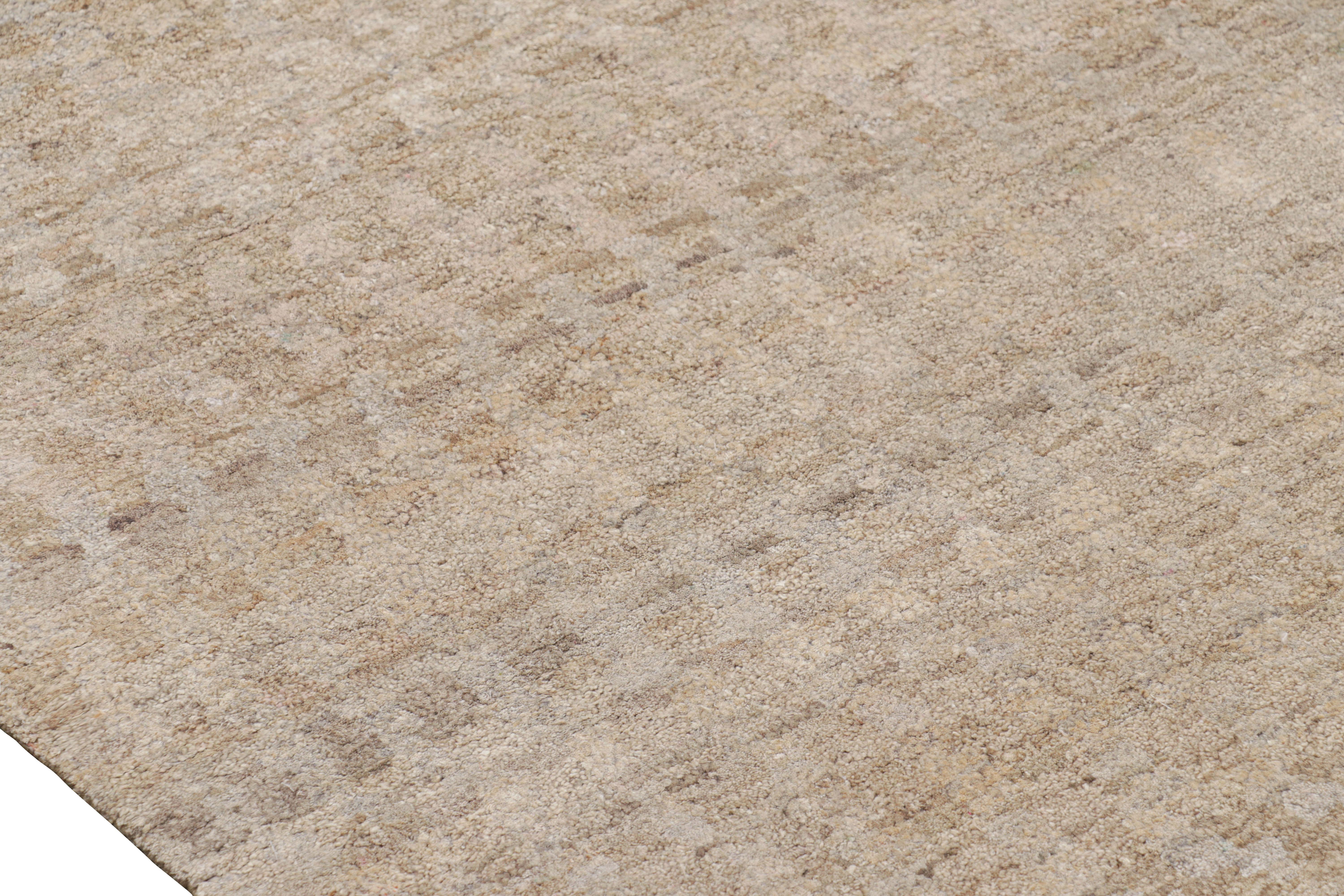 Wool Rug & Kilim’s Oversized Contemporary Textural Rug in Beige-Brown and Gray Tones For Sale
