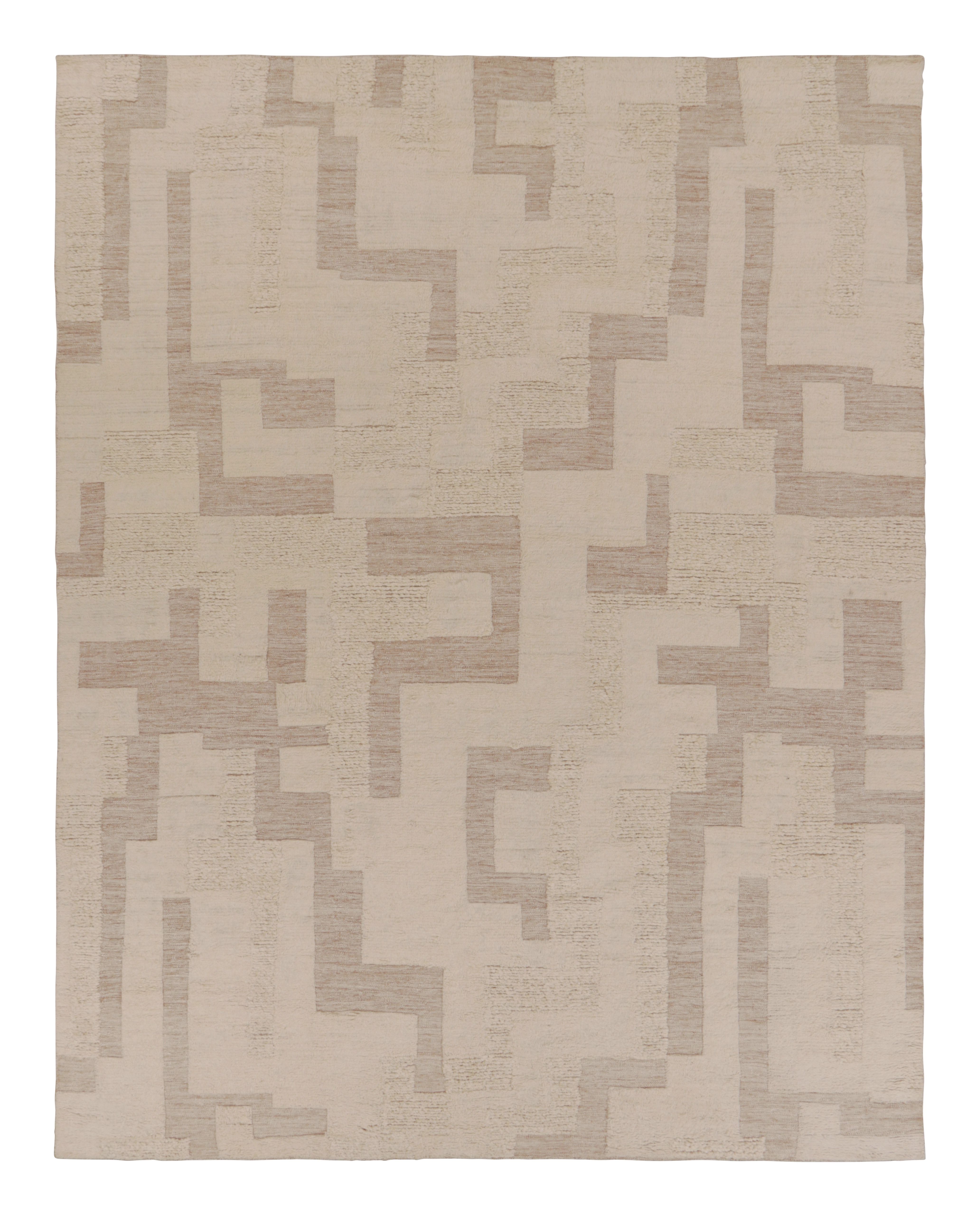 Rug 
Kilim
s übergroßer zeitgenössischer Strukturteppich in Beige-Creme-Tönen