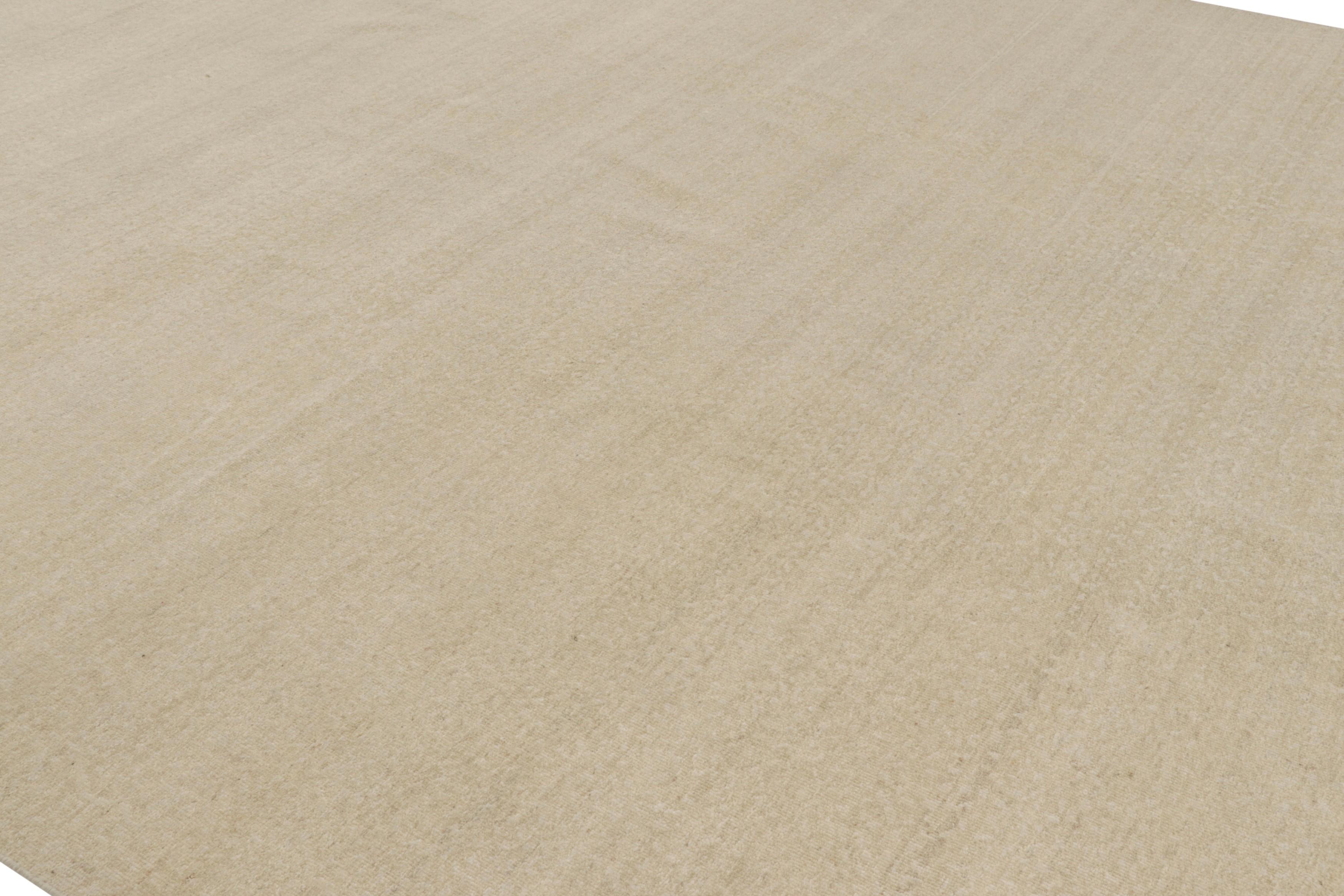 Hand-knotted in wool, this 13x19 contemporary rug is the newest addition to the Rug & Kilim Textural Collection, with an inventive take on solid rugs with movement in its subtle striae.

On the Design: 

Our textural collection enjoys an inventive