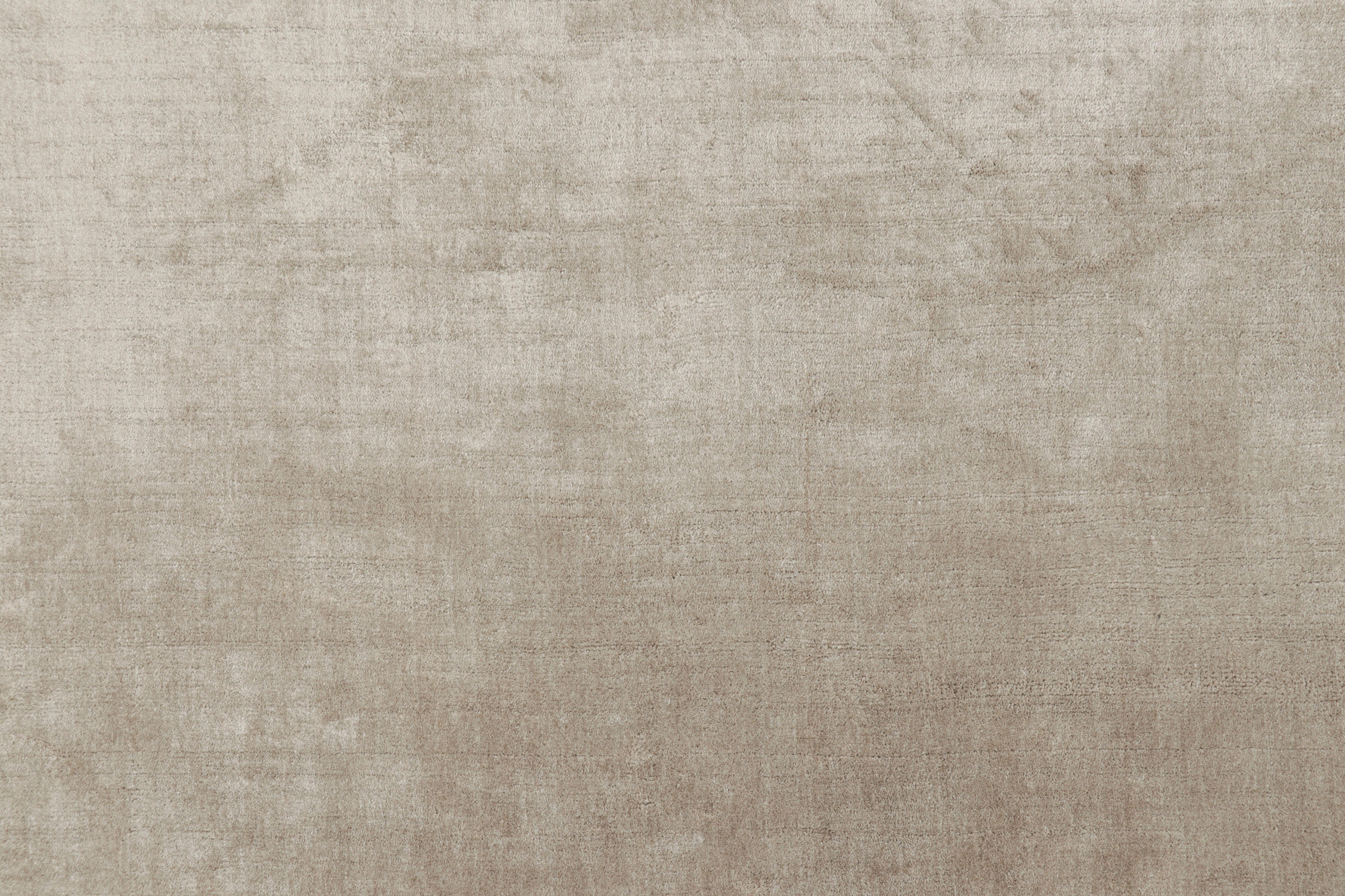 Indian Rug & Kilim’s Oversized Contemporary Textural Solid Rug in Beige Tones For Sale