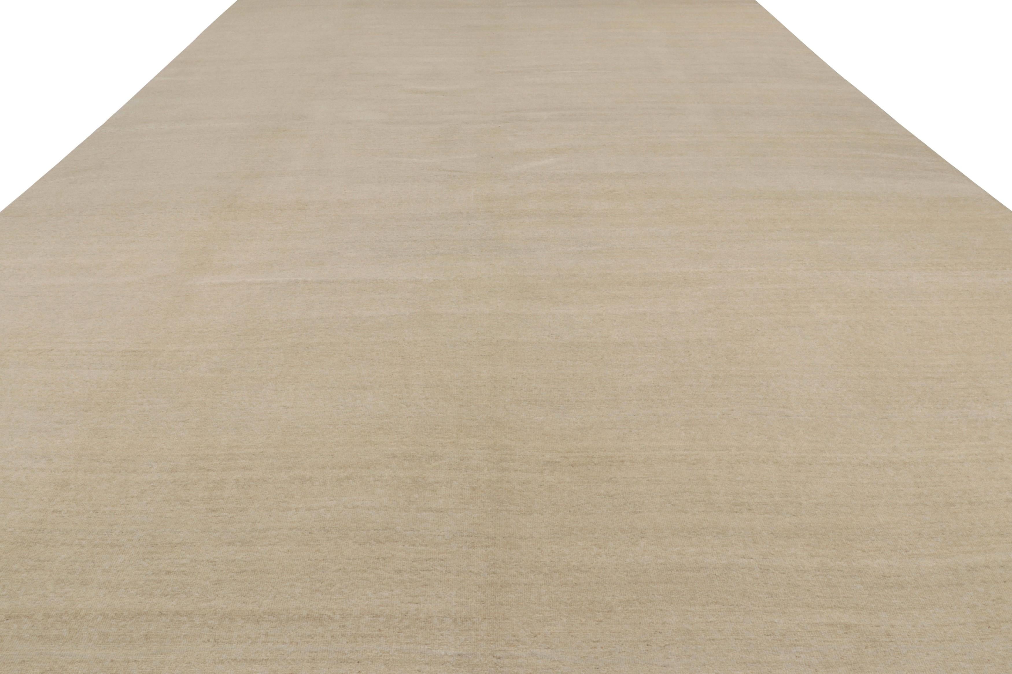 Indian Rug & Kilim’s Oversized Contemporary Textural Solid Rug in Beige Tones For Sale