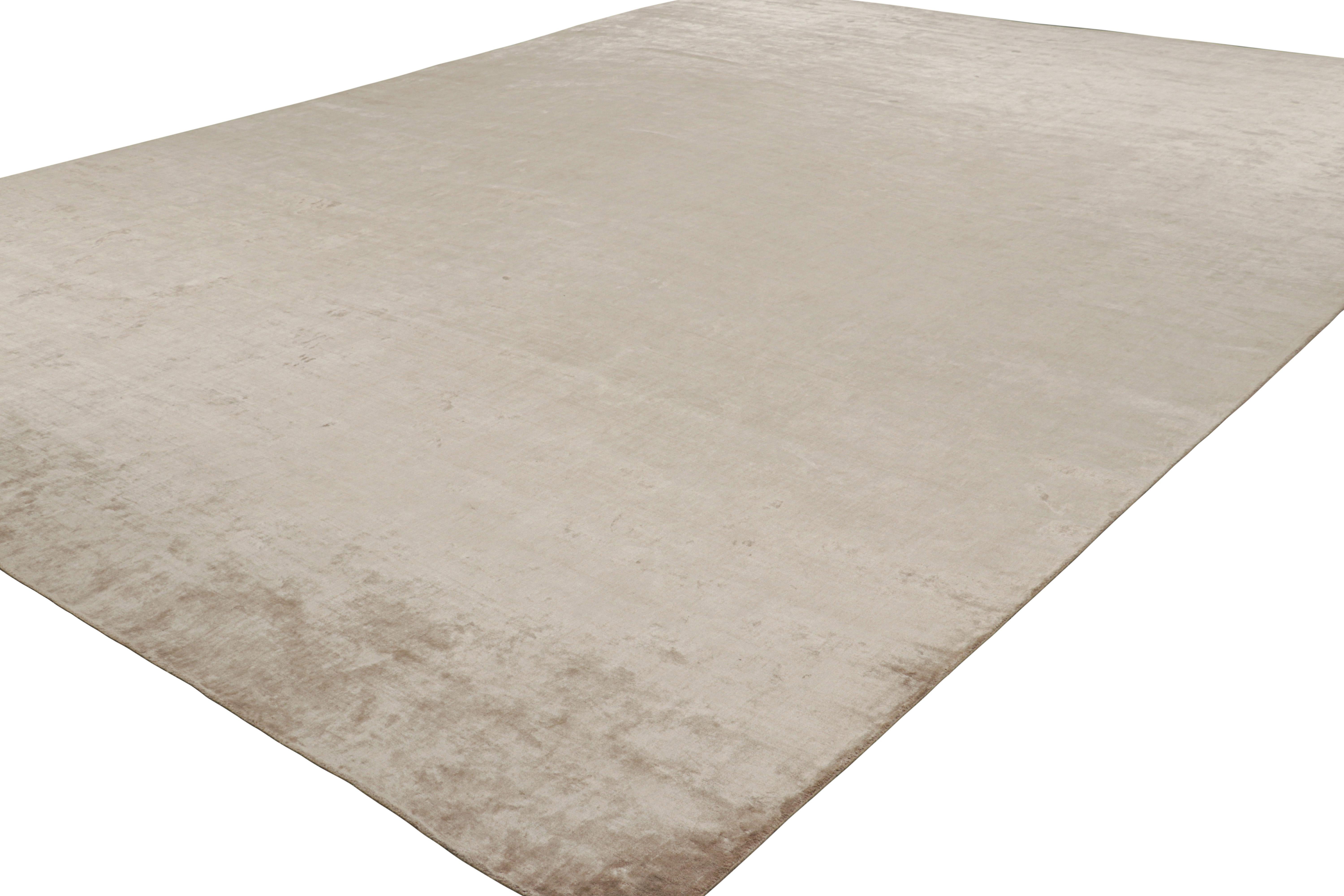 Hand-Knotted Rug & Kilim’s Oversized Contemporary Textural Solid Rug in Beige Tones For Sale