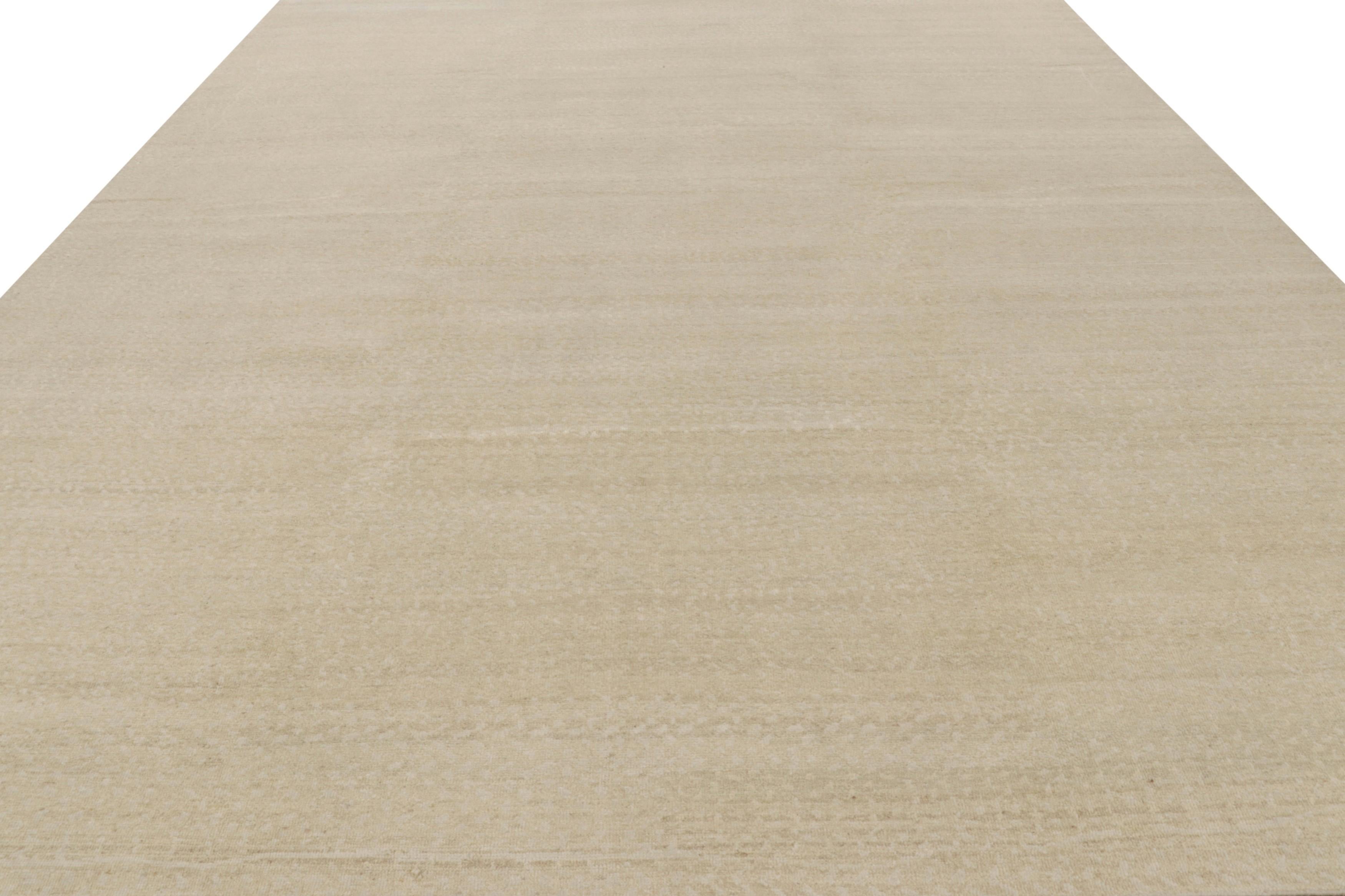 Indian Rug & Kilim’s Oversized Contemporary Textural Solid Rug in Beige Tones For Sale