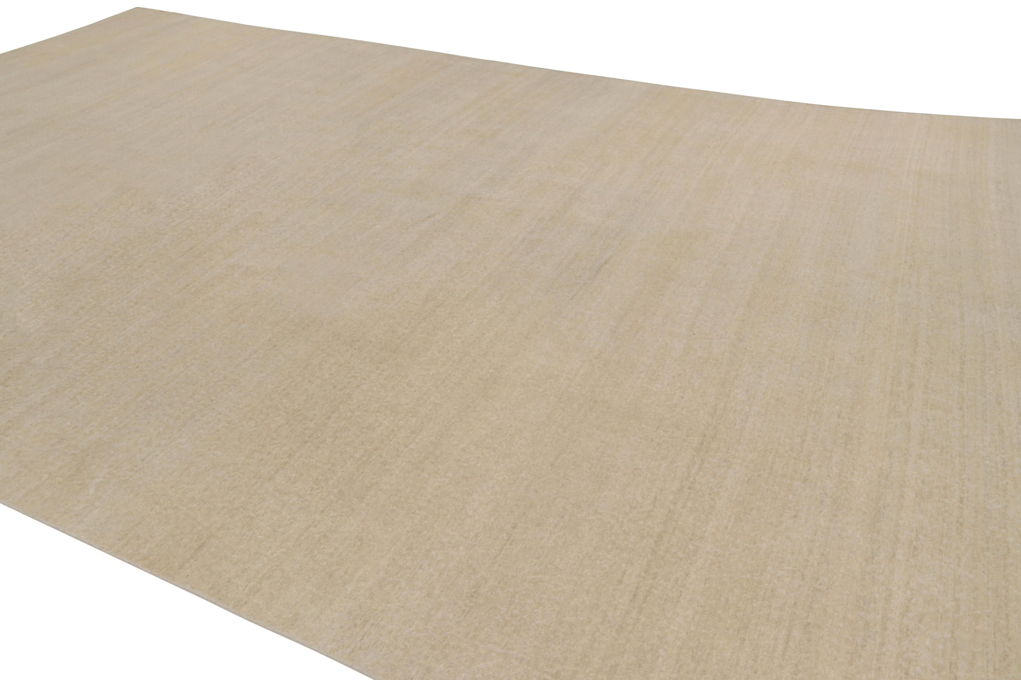 Hand-Knotted Rug & Kilim’s Oversized Contemporary Textural Solid Rug in Beige Tones For Sale