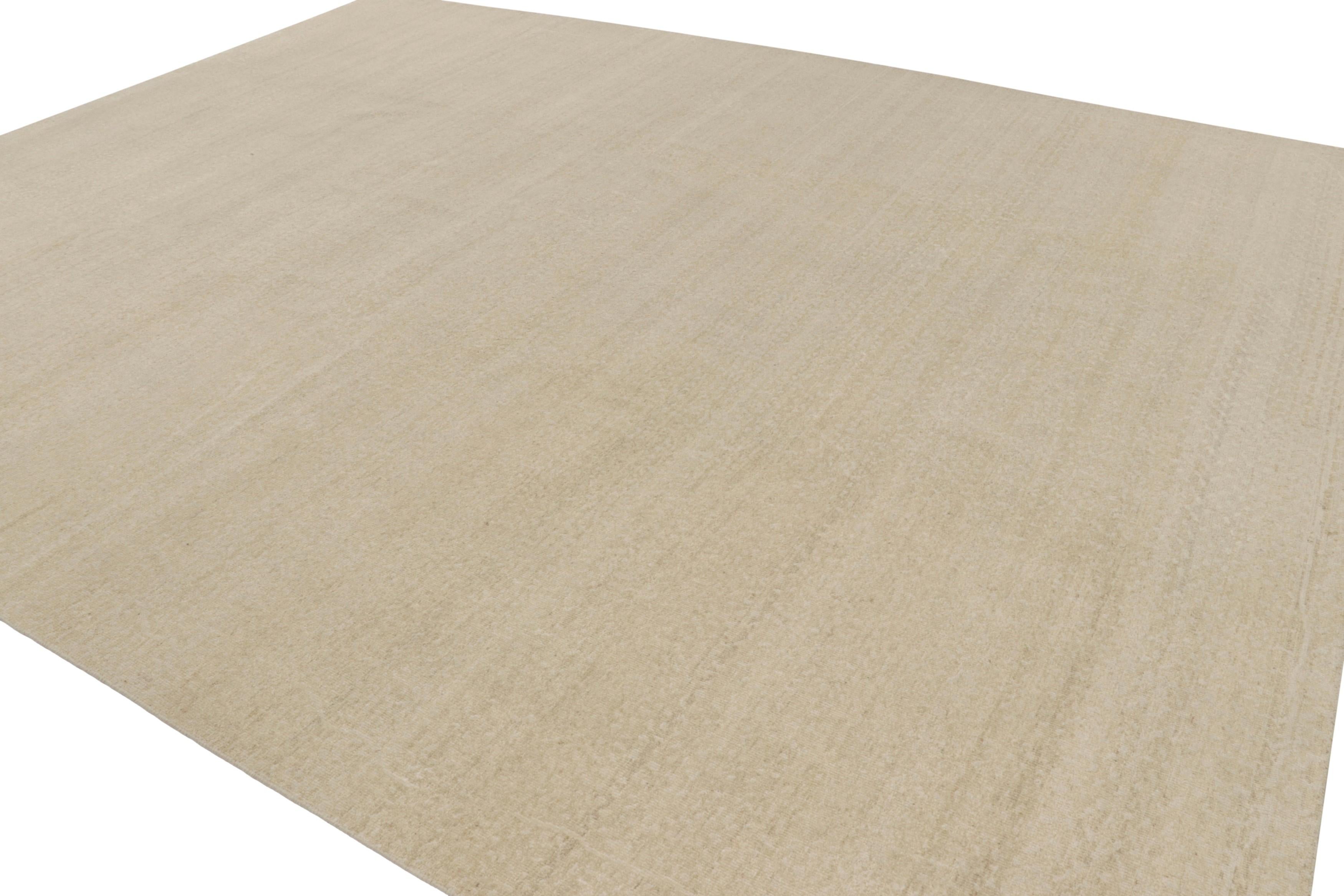 Hand-Knotted Rug & Kilim’s Oversized Contemporary Textural Solid Rug in Beige Tones For Sale