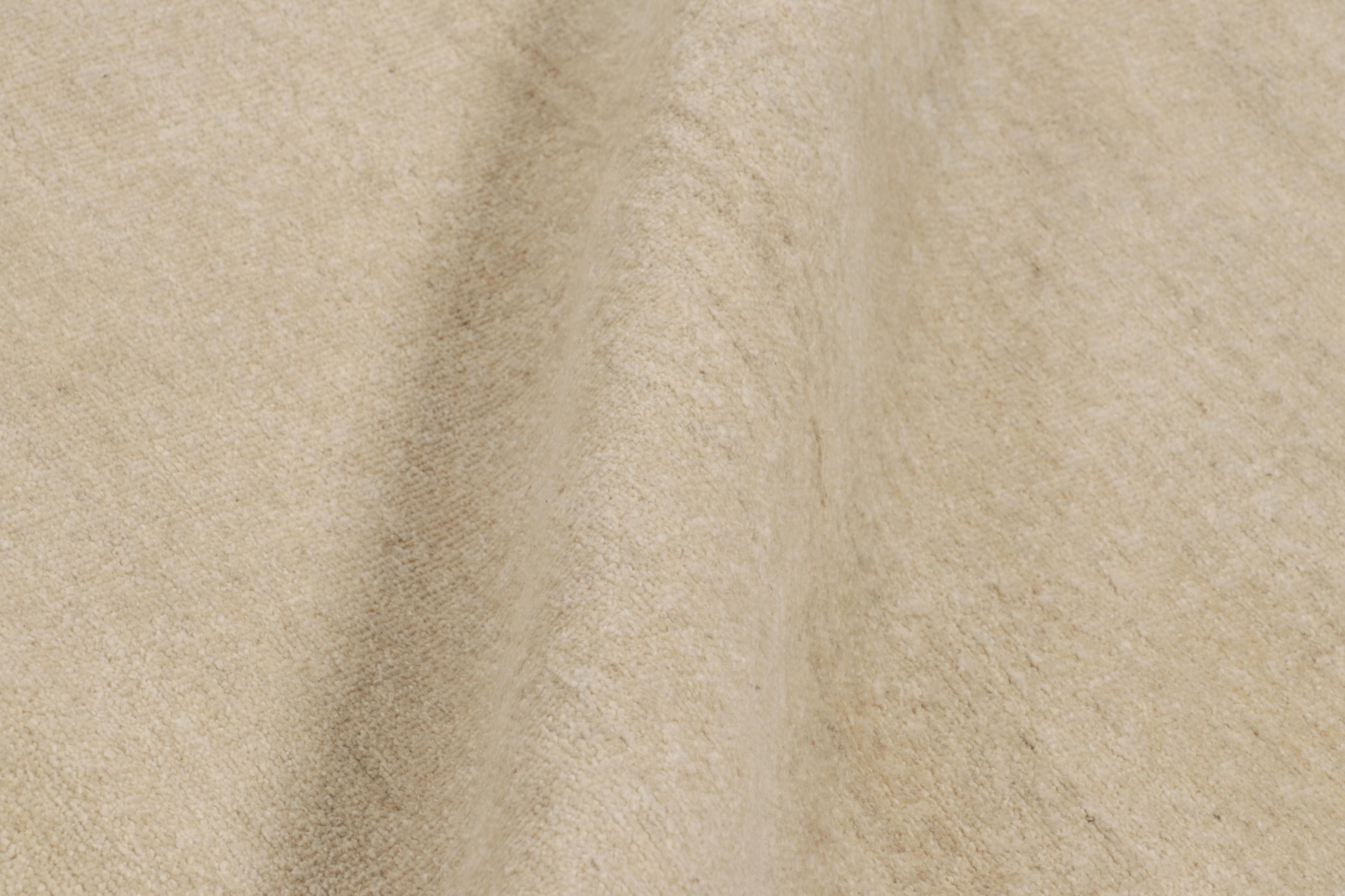 Wool Rug & Kilim’s Oversized Contemporary Textural Solid Rug in Beige Tones For Sale