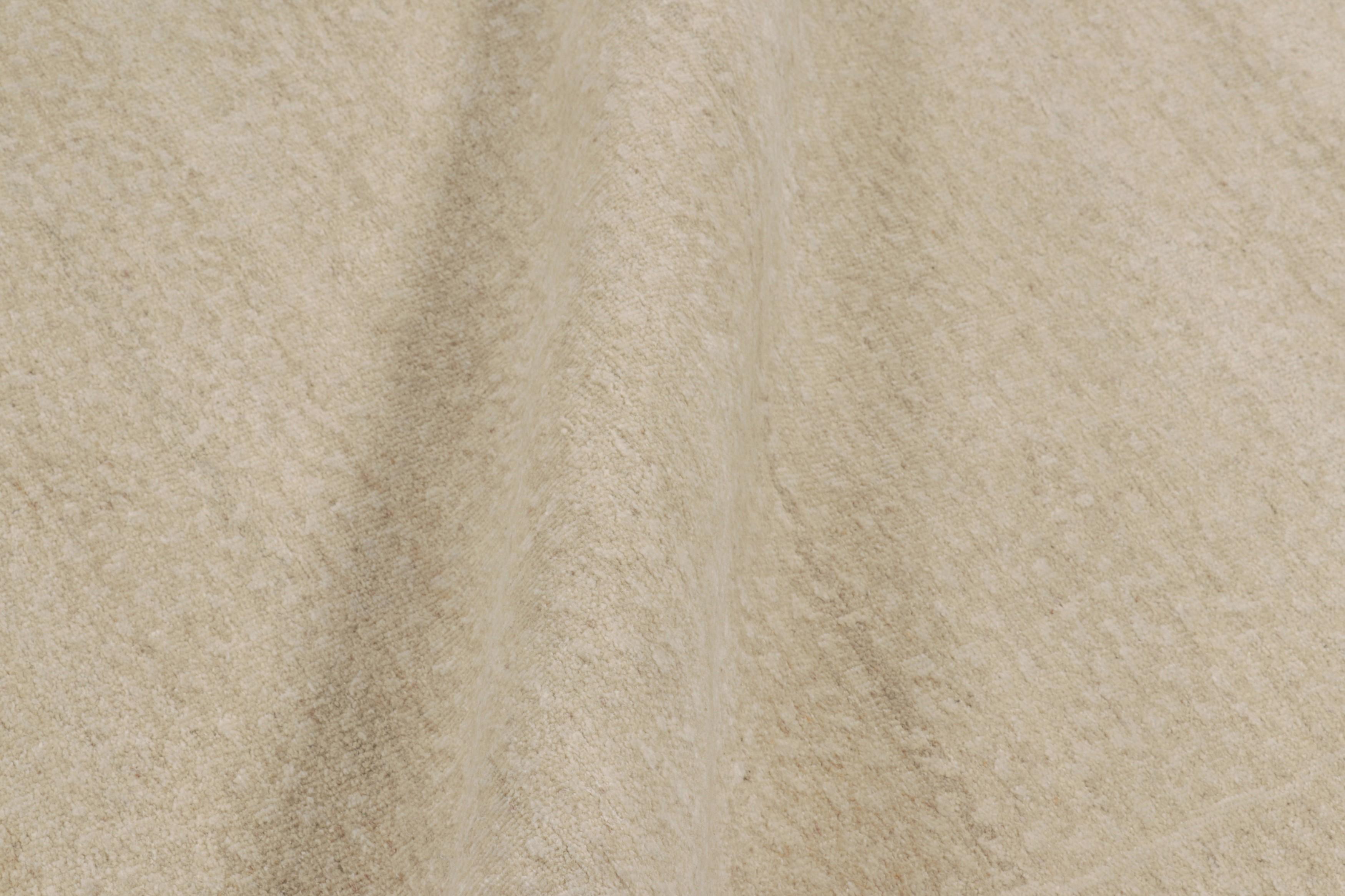 Wool Rug & Kilim’s Oversized Contemporary Textural Solid Rug in Beige Tones For Sale
