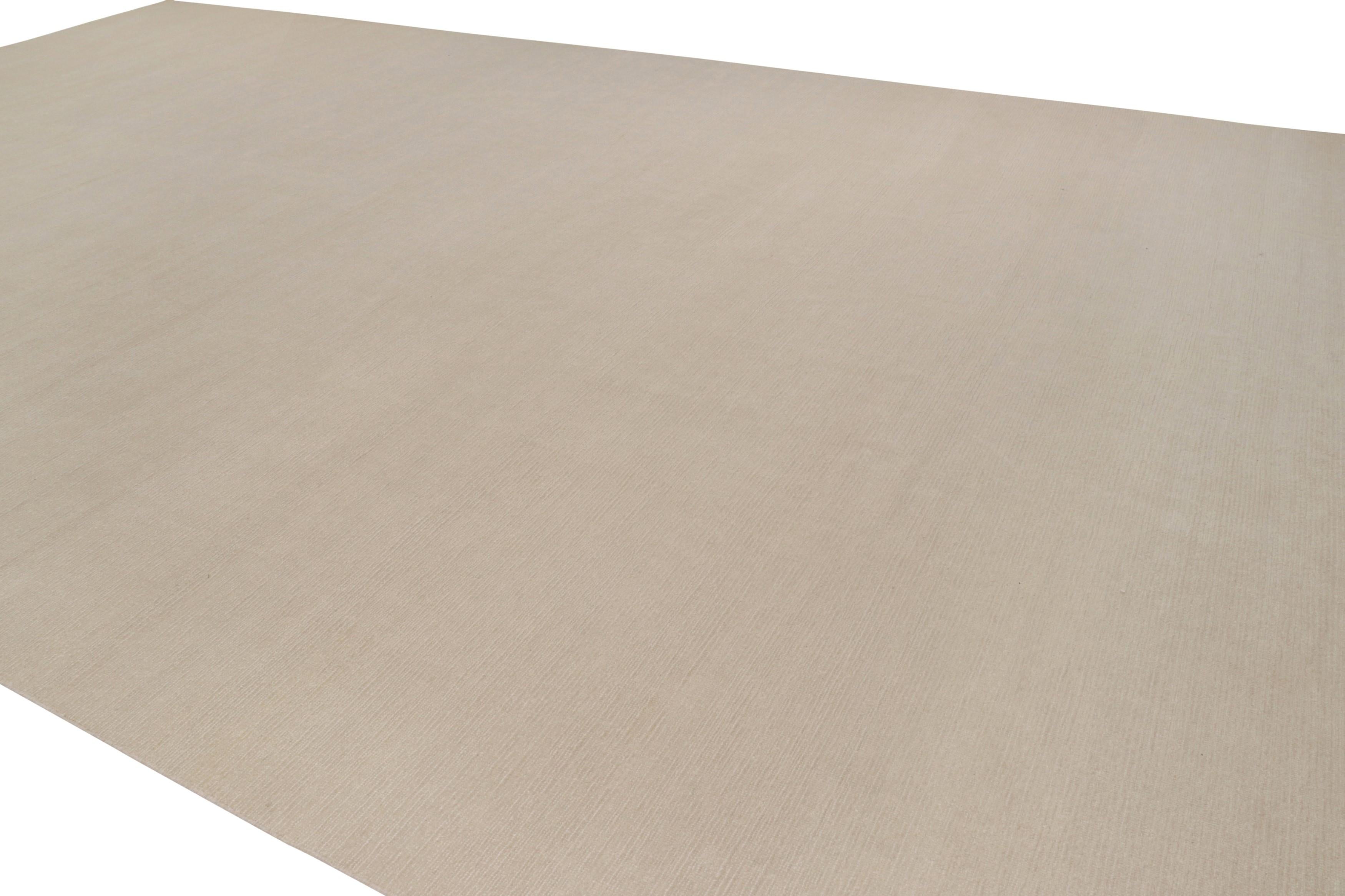 Hand-Knotted Rug & Kilim’s Oversized Contemporary Textural Solid Rug in Cream and White Tones For Sale