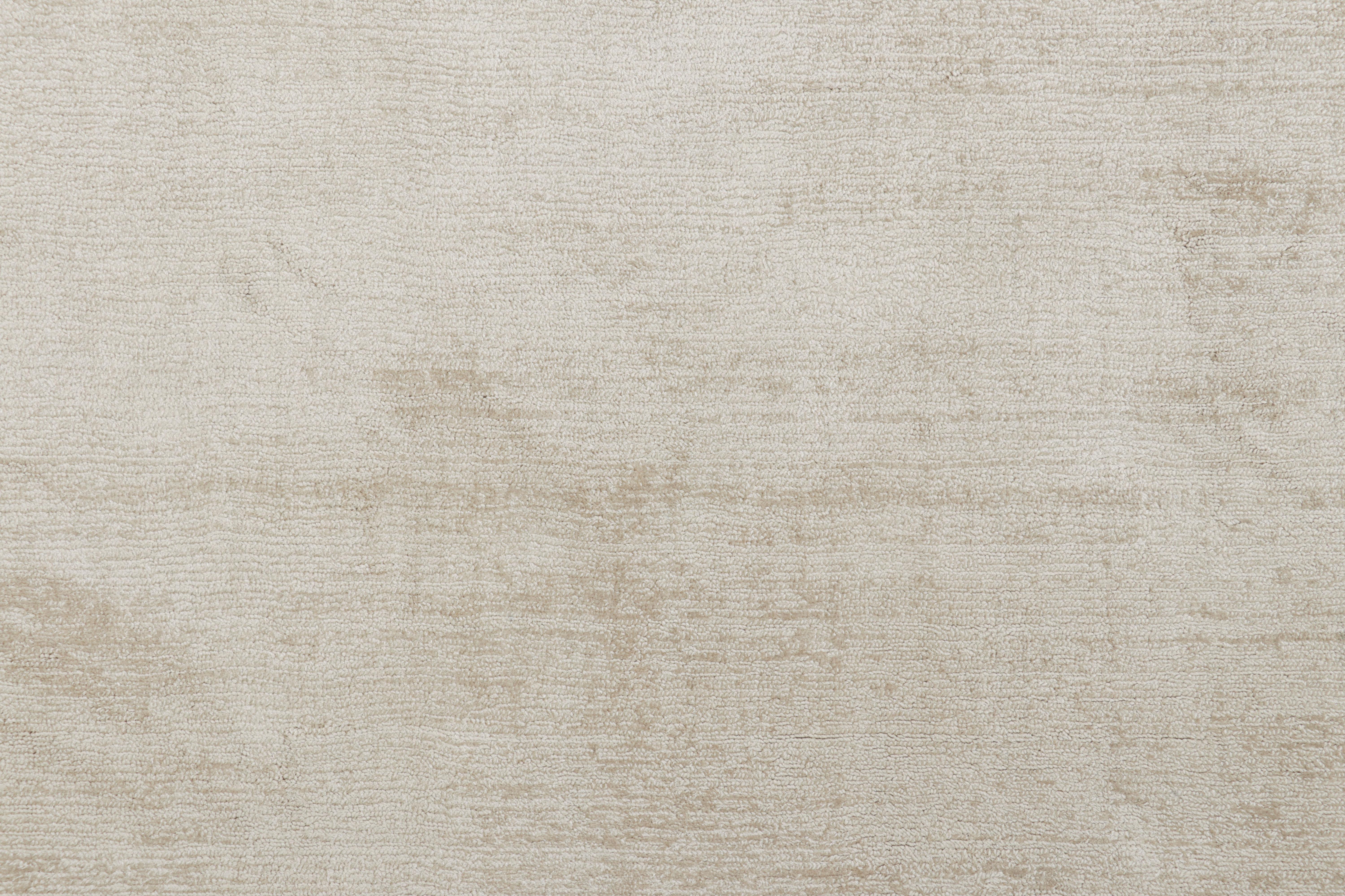 Indian Rug & Kilim’s Oversized Contemporary Textural Solid Rug in Ivory Tones For Sale