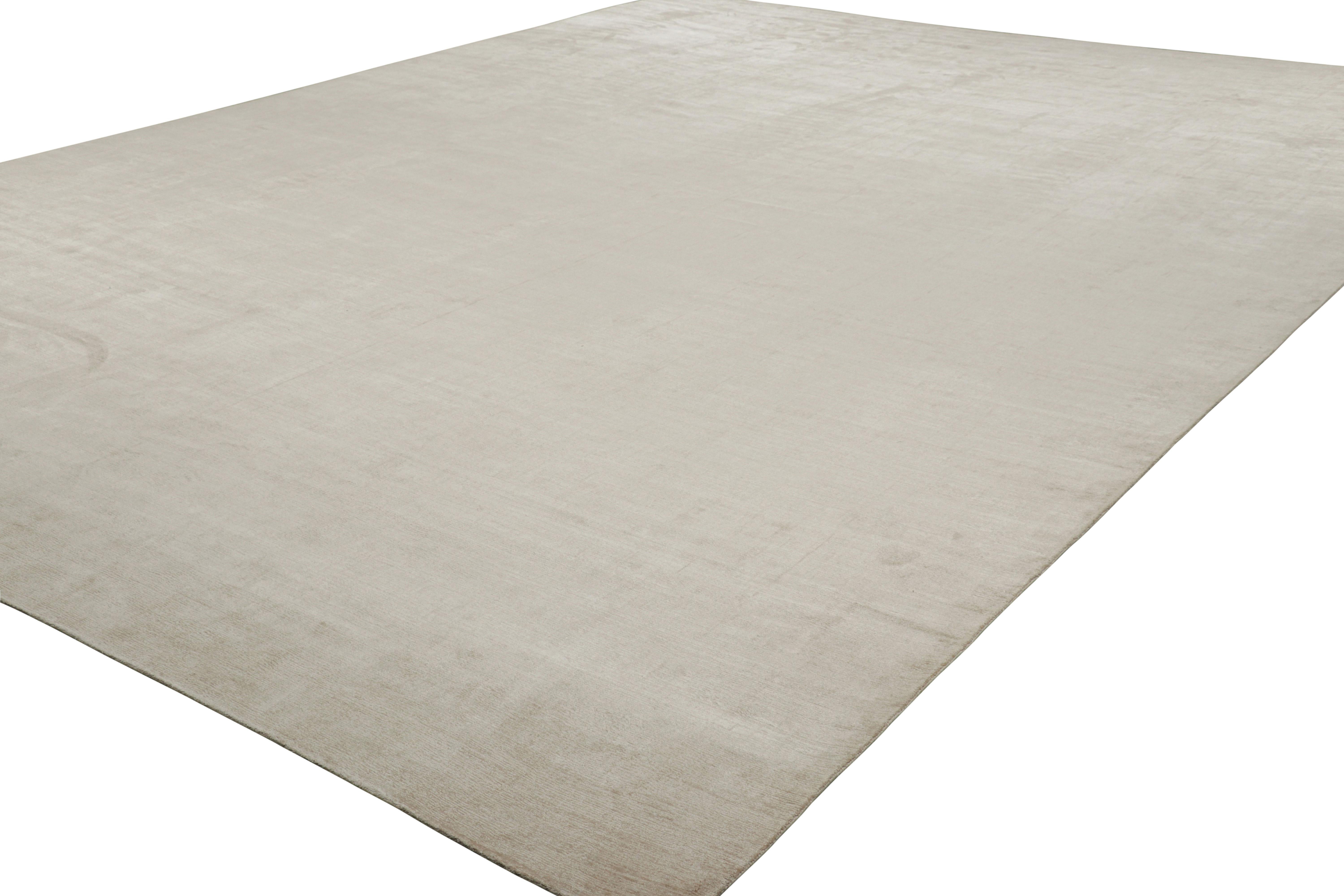 Hand-Knotted Rug & Kilim’s Oversized Contemporary Textural Solid Rug in Ivory Tones For Sale