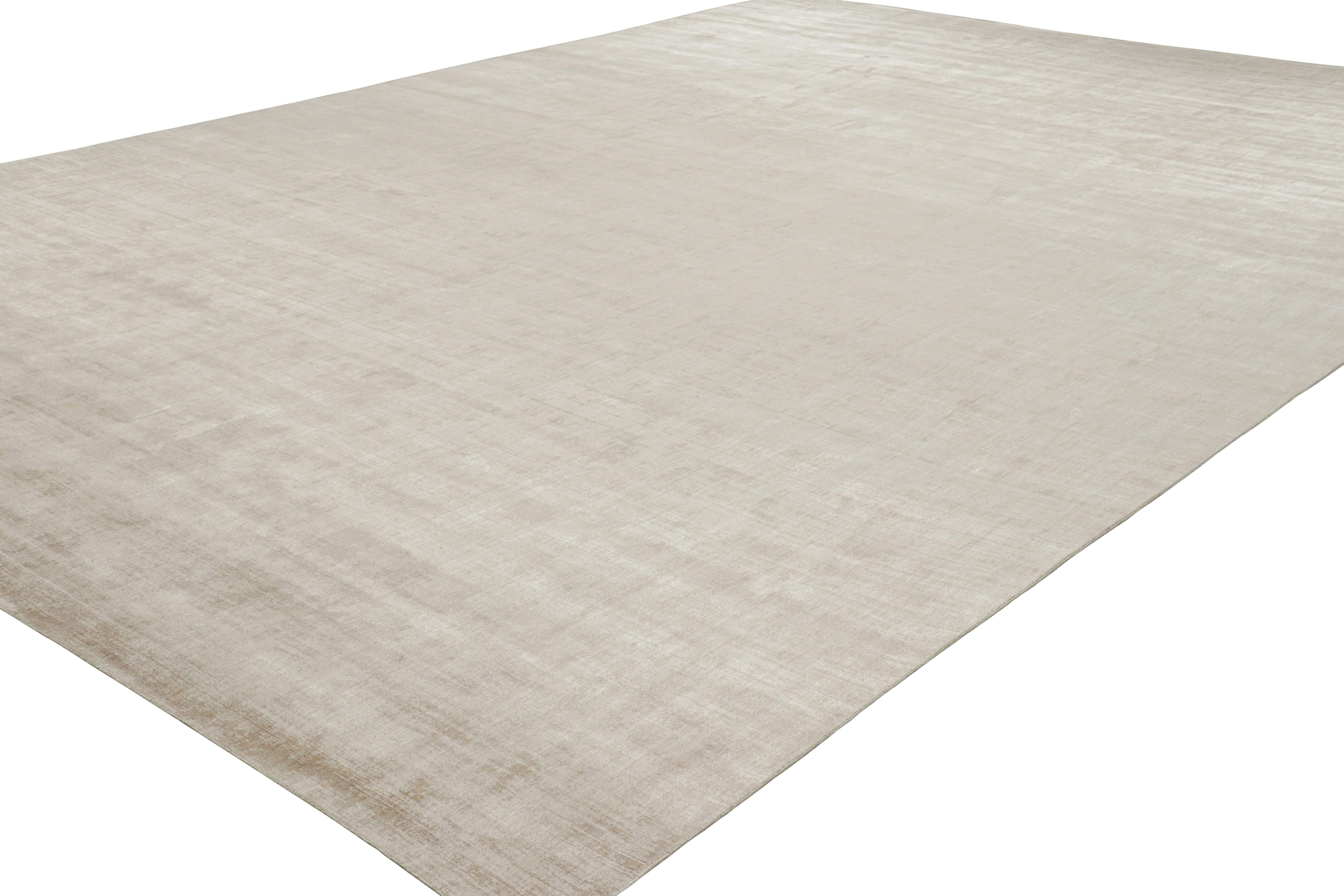 Hand-Knotted Rug & Kilim’s Oversized Contemporary Textural Solid Rug in Light Beige Tones For Sale