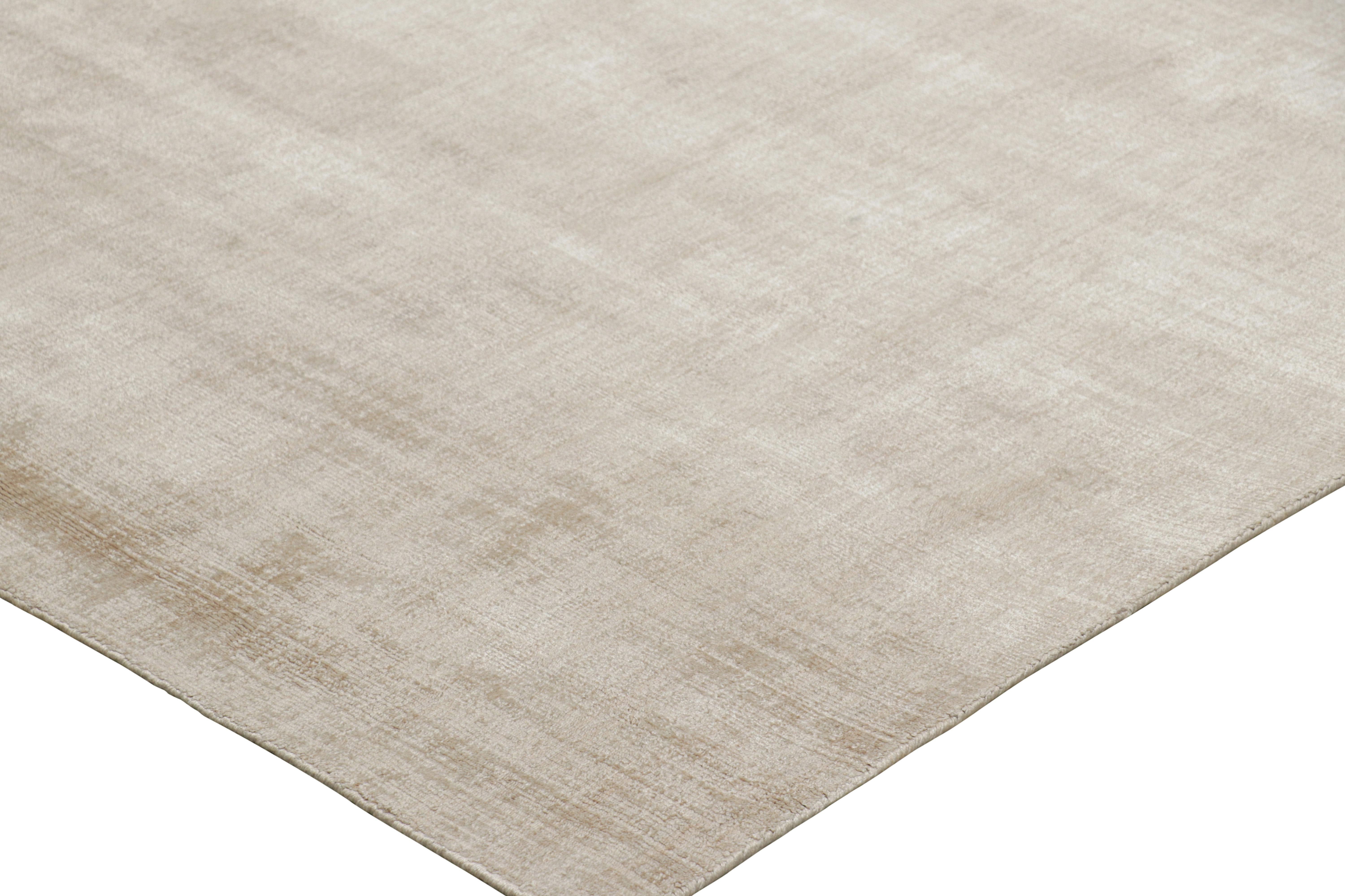 Wool Rug & Kilim’s Oversized Contemporary Textural Solid Rug in Light Beige Tones For Sale