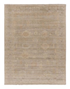 Rug & Kilim’s Oversized Distressed Oushak Style Rug with Floral Design in Beige