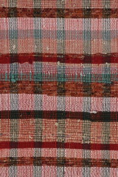 Rug & Kilim’s Extra-Long Flat Weave Runner Rug in Polychrome Plaid Pattern