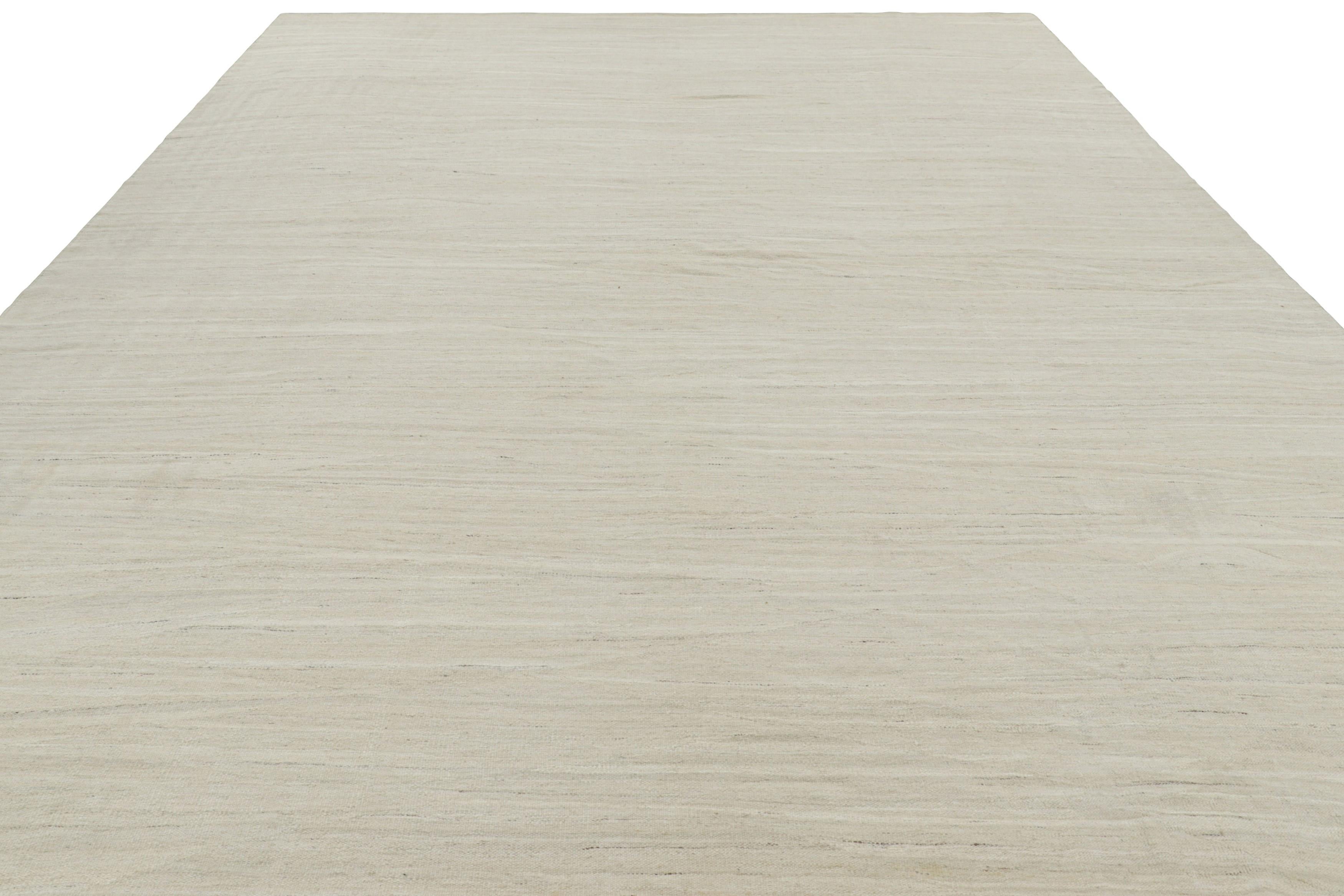 Alfombra de tejido plano Rug & Kilim de gran tamaño con motivos y rayas en tonos crema y beige Afgano en venta