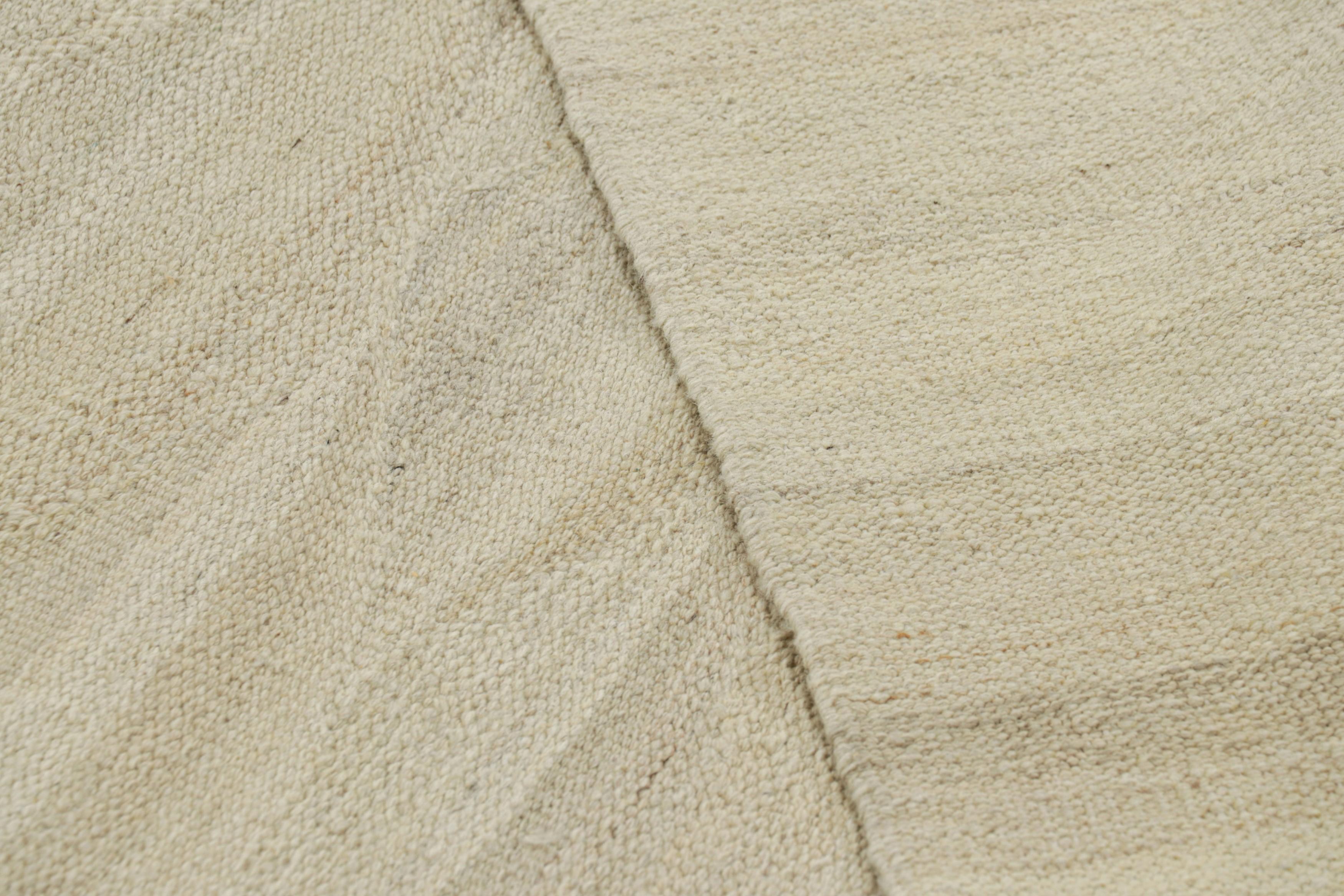 Contemporary Rug & Kilim’s Oversized Flatweave Rug with Muted Patterns in Beige-Brown Striae For Sale