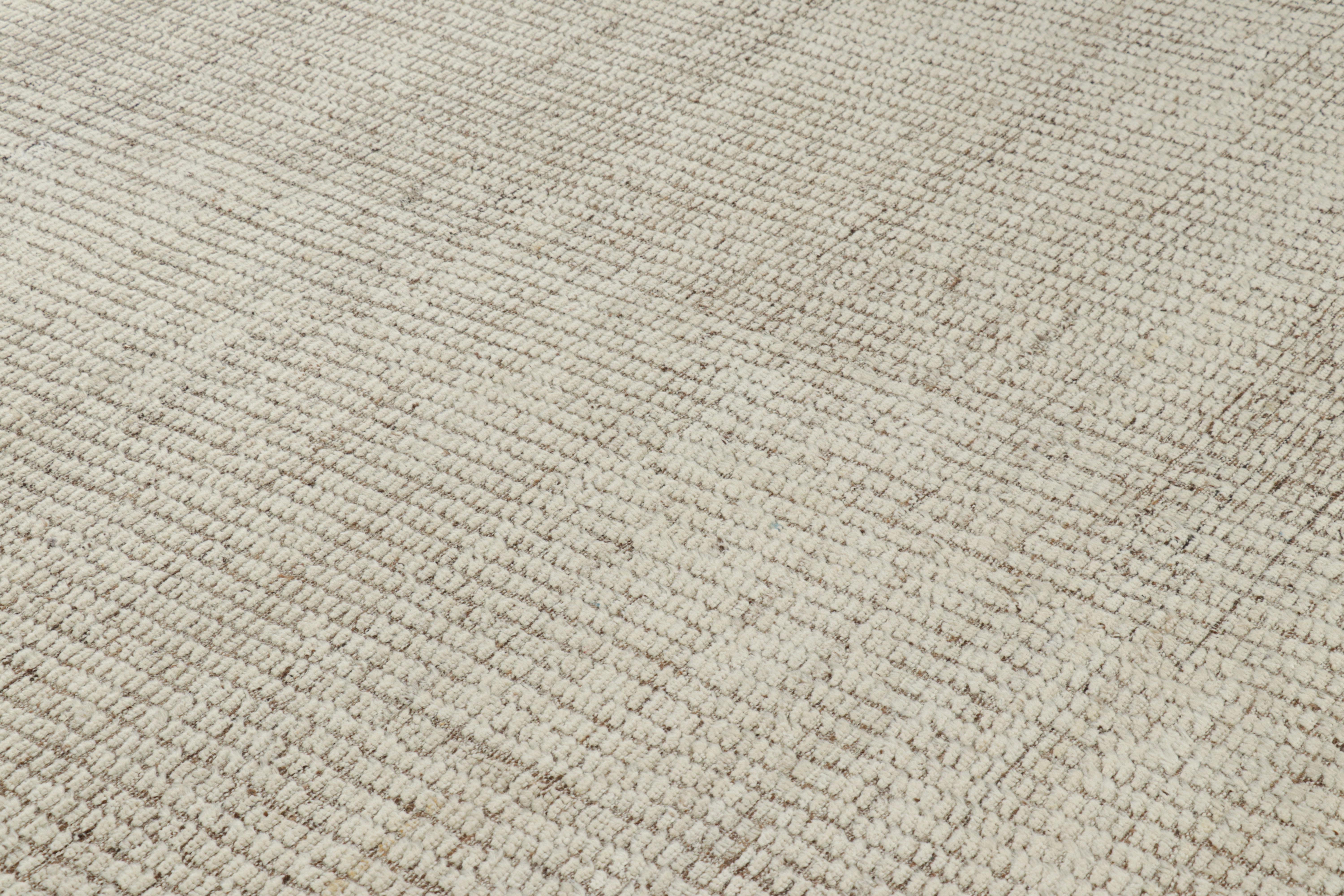 Modern Rug & Kilim’s Oversized Kilim with Beige and White Textural Stripes and Striae For Sale