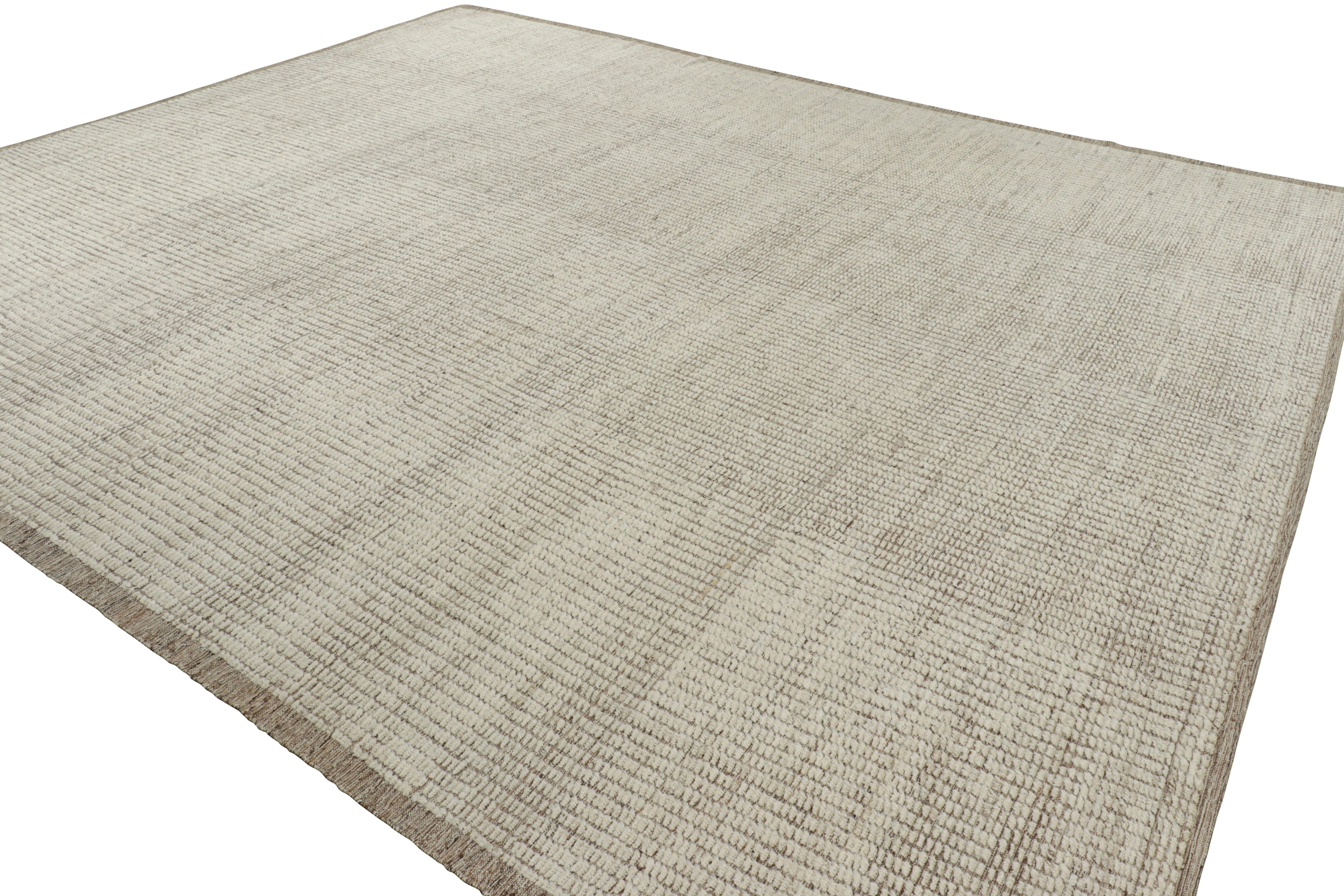 Hand-Woven Rug & Kilim’s Oversized Kilim with Beige and White Textural Stripes and Striae For Sale