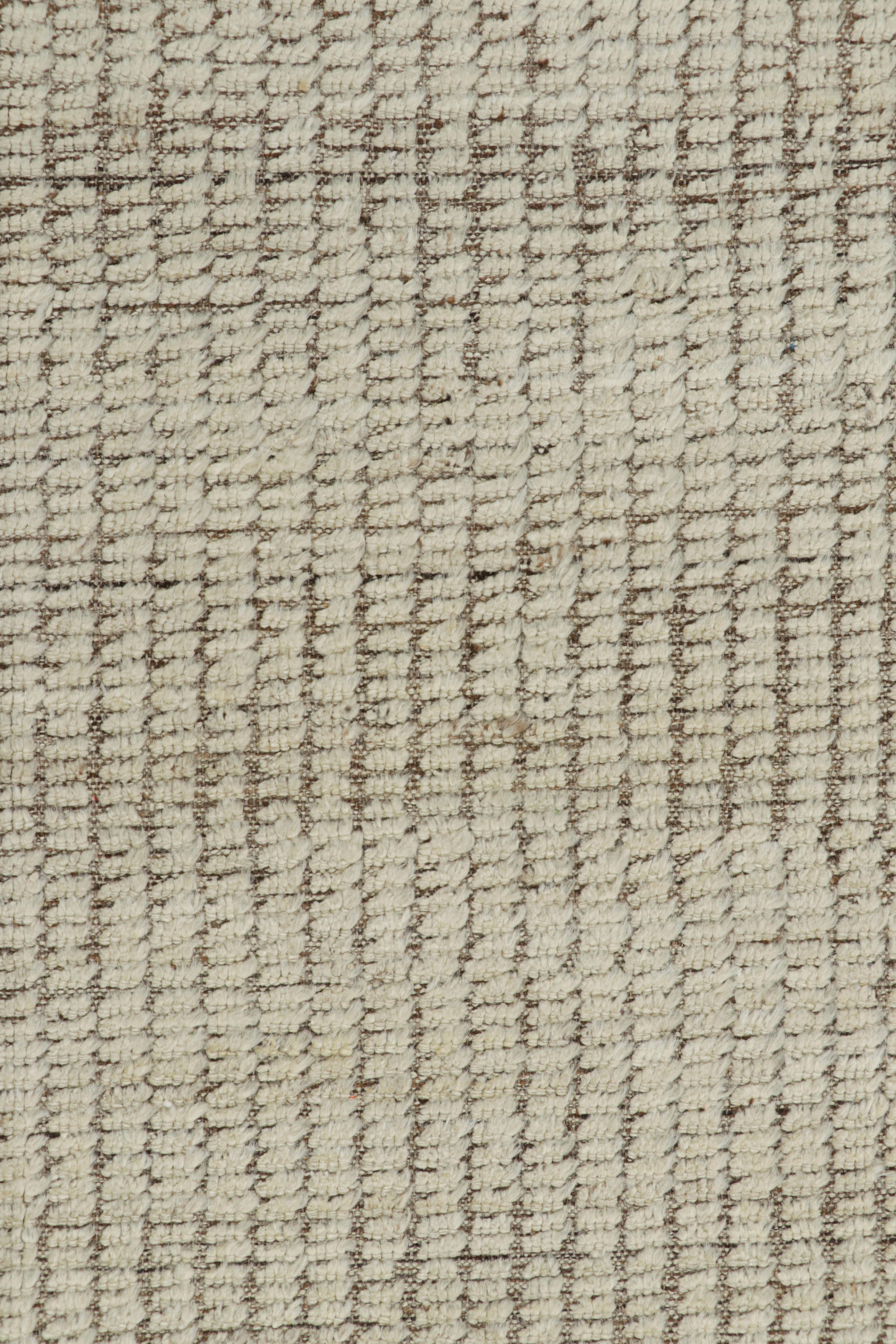Rug & Kilim’s Oversized Kilim with Beige and White Textural Stripes and Striae In New Condition For Sale In Long Island City, NY